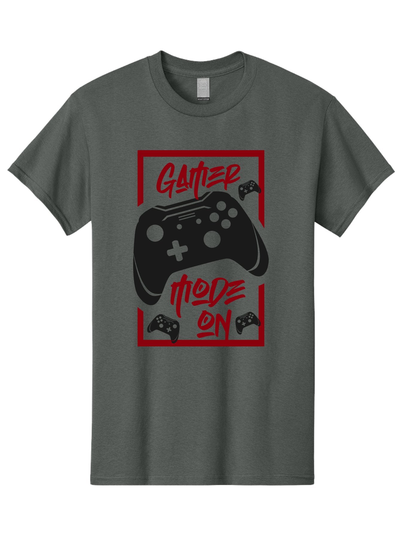 Gamer-Mode-On Men'S Graphic Tee, 100% Cotton, Comfortable Casual Summer Wear, Machine Washable, Game Controller, Gaming Graphics, Video Game Console, Game Mode On, Gather Mode, Gamer Culture, Gaming Community, Game On, Red And Green Design -  Aaa634