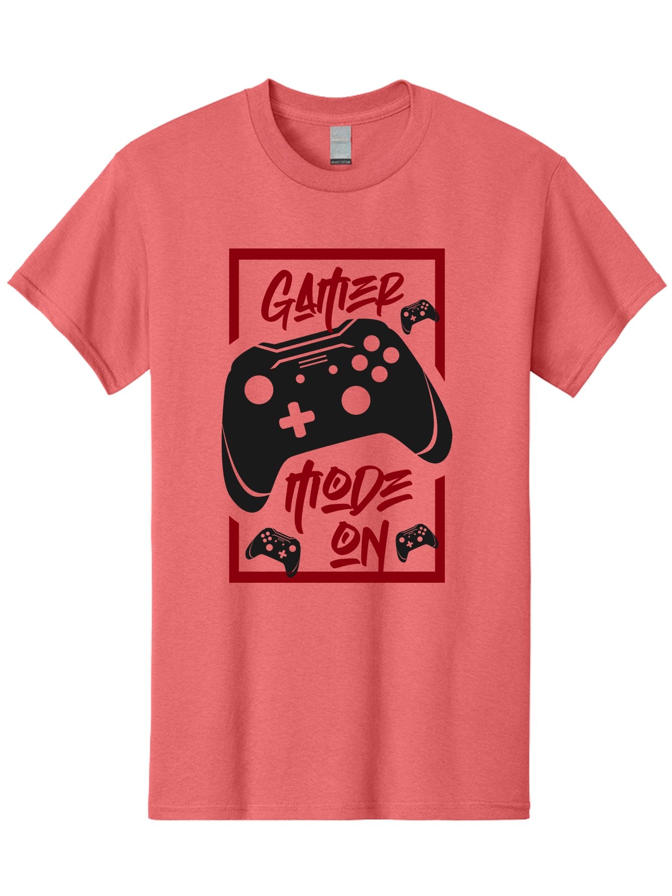 Gamer-Mode-On Men'S Graphic Tee, 100% Cotton, Comfortable Casual Summer Wear, Machine Washable, Game Controller, Gaming Graphics, Video Game Console, Game Mode On, Gather Mode, Gamer Culture, Gaming Community, Game On, Red And Green Design -  Aaa634 9