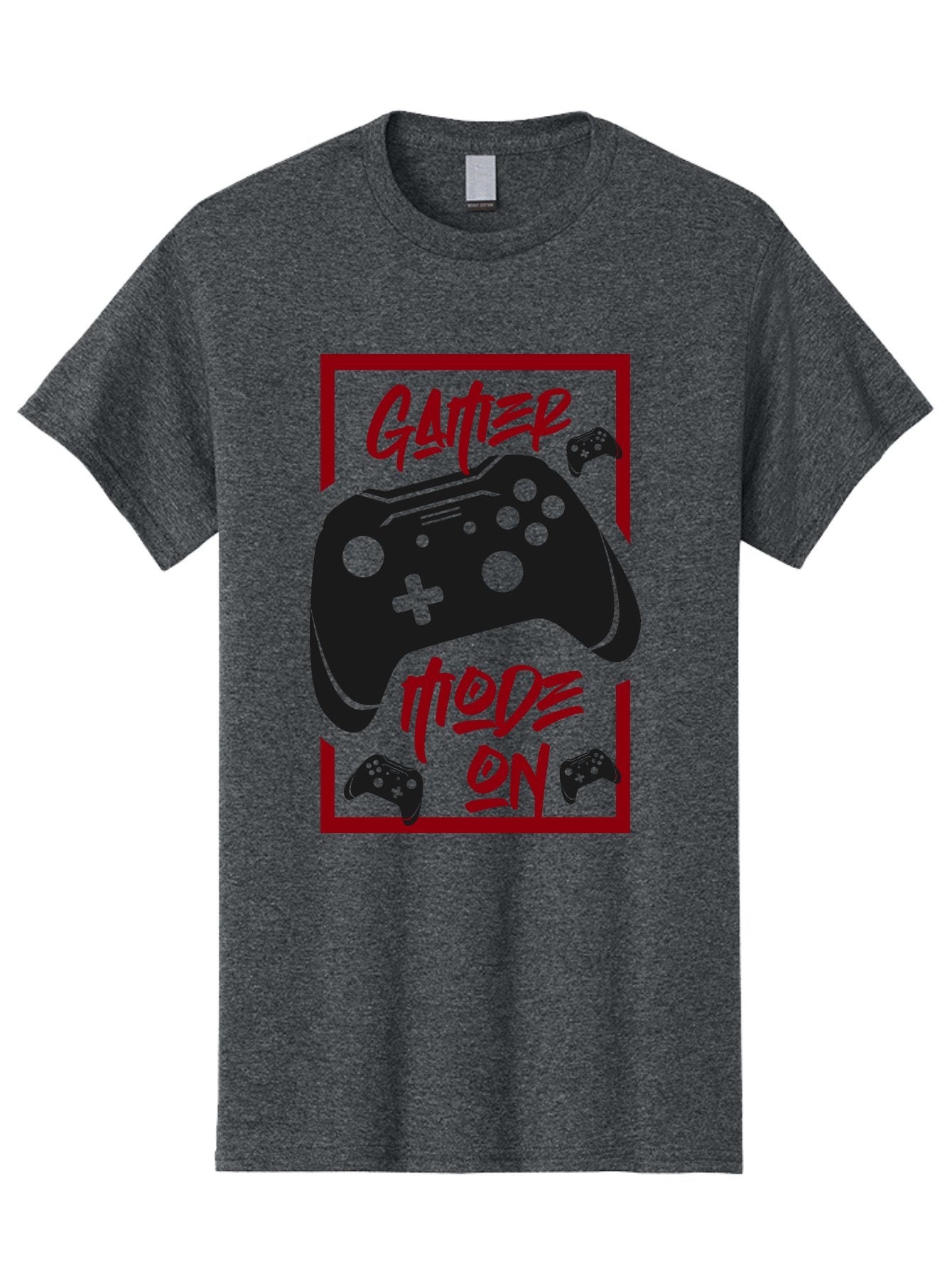 Gamer-Mode-On Men'S Graphic Tee, 100% Cotton, Comfortable Casual Summer Wear, Machine Washable, Game Controller, Gaming Graphics, Video Game Console, Game Mode On, Gather Mode, Gamer Culture, Gaming Community, Game On, Red And Green Design -  Aaa634