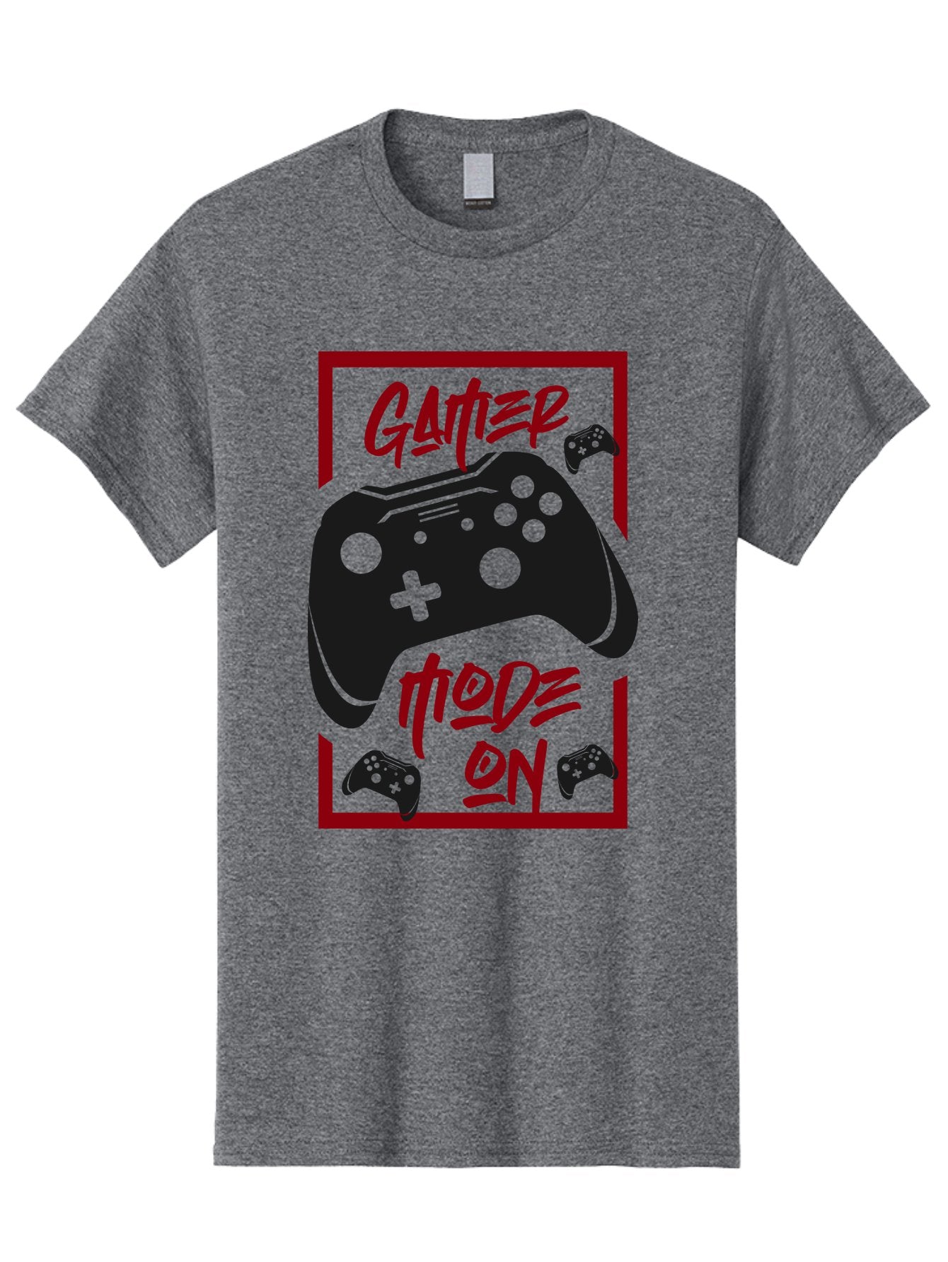 Gamer-Mode-On Men'S Graphic Tee, 100% Cotton, Comfortable Casual Summer Wear, Machine Washable, Game Controller, Gaming Graphics, Video Game Console, Game Mode On, Gather Mode, Gamer Culture, Gaming Community, Game On, Red And Green Design -  Aaa634 10