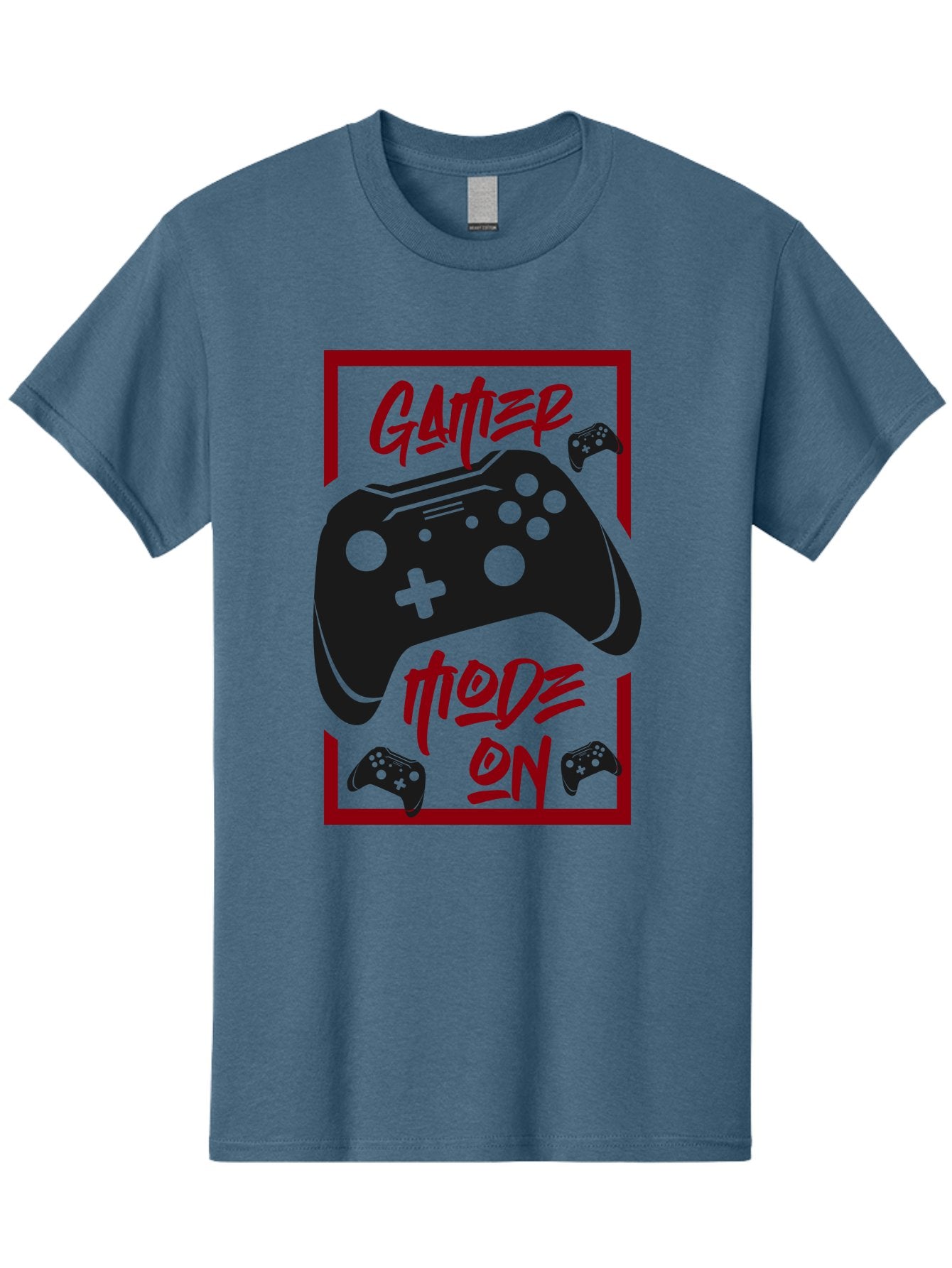 Gamer-Mode-On Men'S Graphic Tee, 100% Cotton, Comfortable Casual Summer Wear, Machine Washable, Game Controller, Gaming Graphics, Video Game Console, Game Mode On, Gather Mode, Gamer Culture, Gaming Community, Game On, Red And Green Design -  Aaa634 11