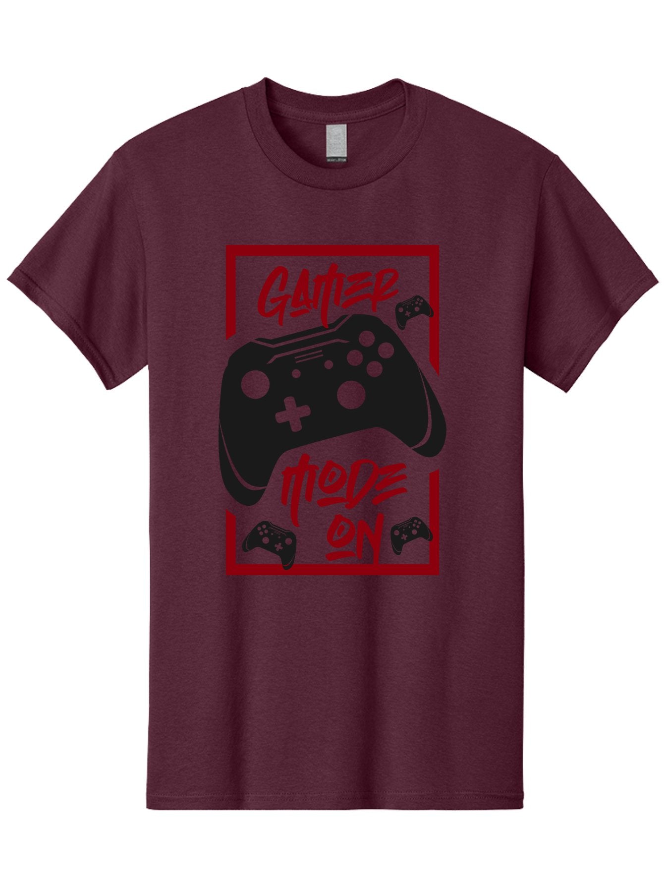 Gamer-Mode-On Men'S Graphic Tee, 100% Cotton, Comfortable Casual Summer Wear, Machine Washable, Game Controller, Gaming Graphics, Video Game Console, Game Mode On, Gather Mode, Gamer Culture, Gaming Community, Game On, Red And Green Design -  Aaa634 8