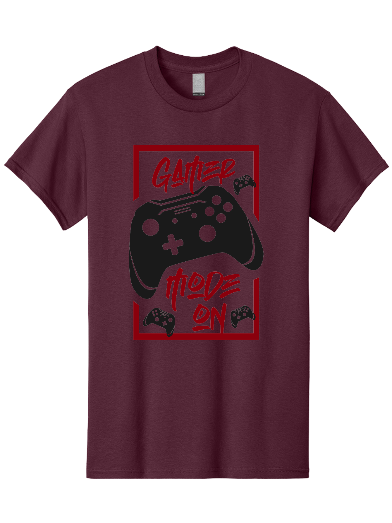 Gamer-Mode-On Men'S Graphic Tee, 100% Cotton, Comfortable Casual Summer Wear, Machine Washable, Game Controller, Gaming Graphics, Video Game Console, Game Mode On, Gather Mode, Gamer Culture, Gaming Community, Game On, Red And Green Design -  Aaa634 5