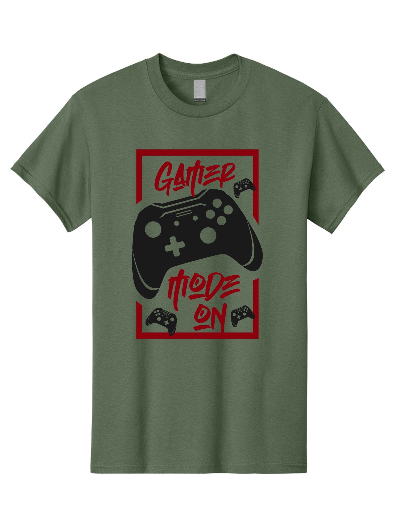 Gamer-Mode-On Men'S Graphic Tee, 100% Cotton, Comfortable Casual Summer Wear, Machine Washable, Game Controller, Gaming Graphics, Video Game Console, Game Mode On, Gather Mode, Gamer Culture, Gaming Community, Game On, Red And Green Design -  Aaa634 6