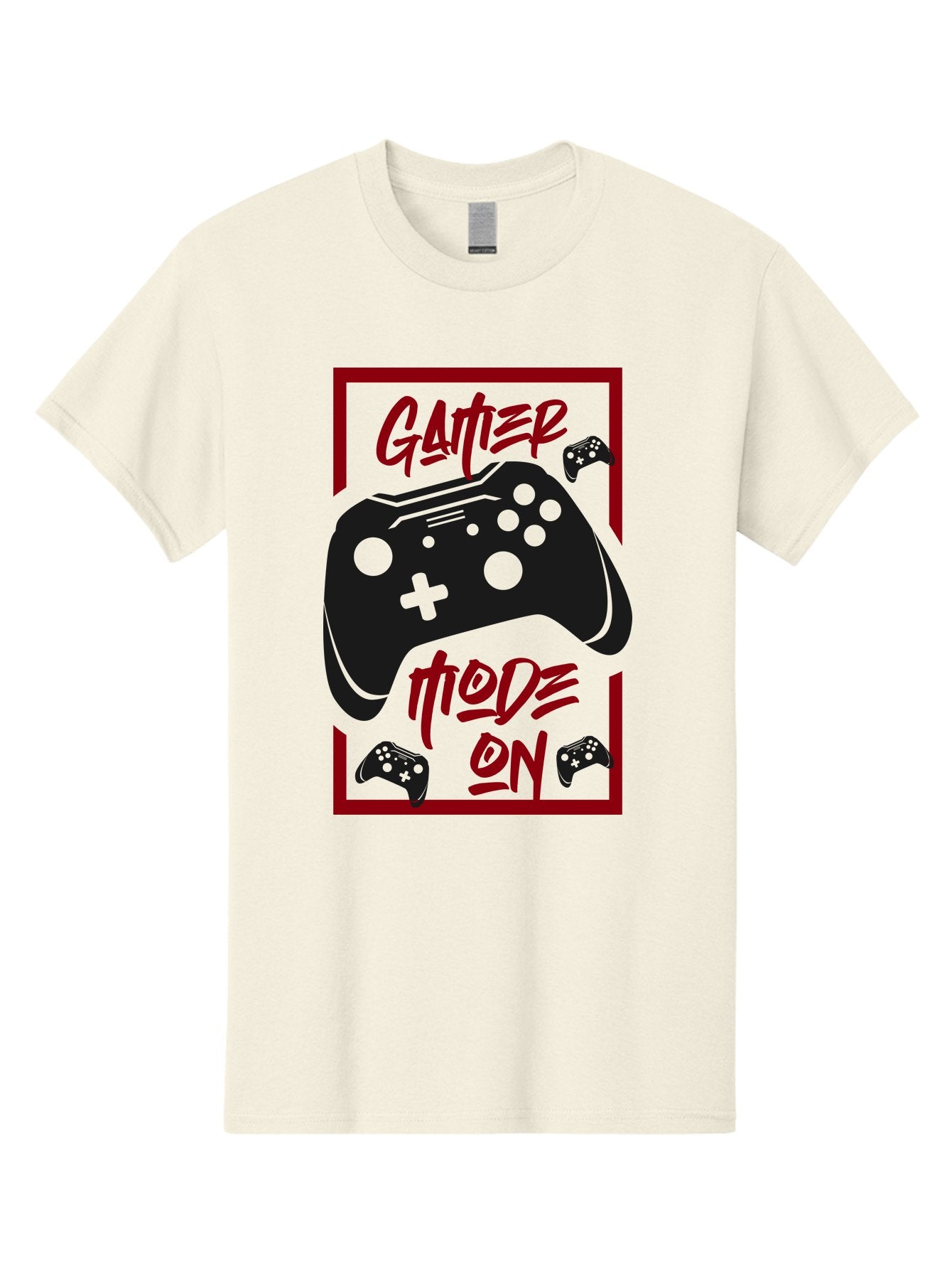 Gamer-Mode-On Men'S Graphic Tee, 100% Cotton, Comfortable Casual Summer Wear, Machine Washable, Game Controller, Gaming Graphics, Video Game Console, Game Mode On, Gather Mode, Gamer Culture, Gaming Community, Game On, Red And Green Design -  Aaa634 15