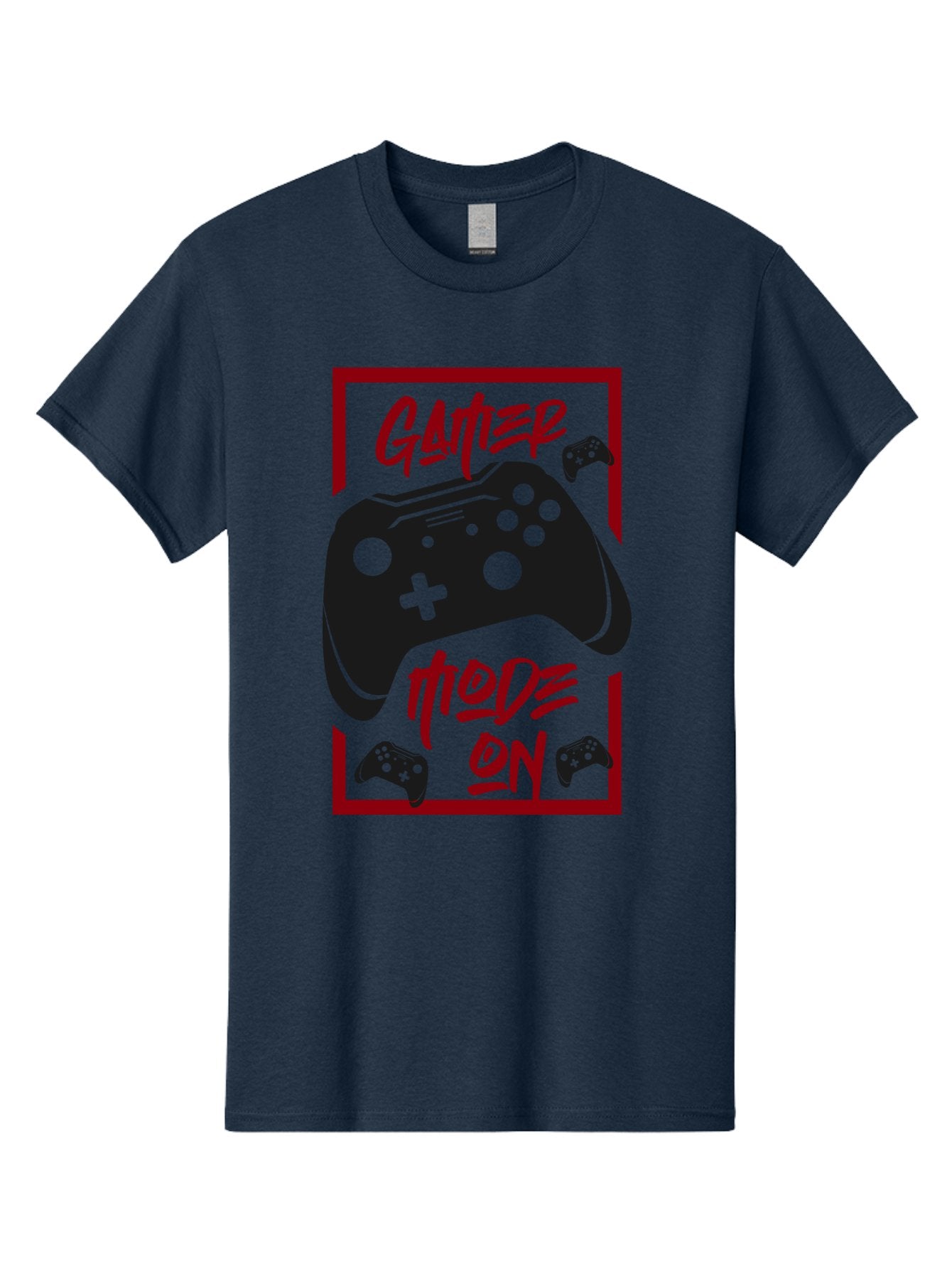 Gamer-Mode-On Men'S Graphic Tee, 100% Cotton, Comfortable Casual Summer Wear, Machine Washable, Game Controller, Gaming Graphics, Video Game Console, Game Mode On, Gather Mode, Gamer Culture, Gaming Community, Game On, Red And Green Design -  Aaa634 13