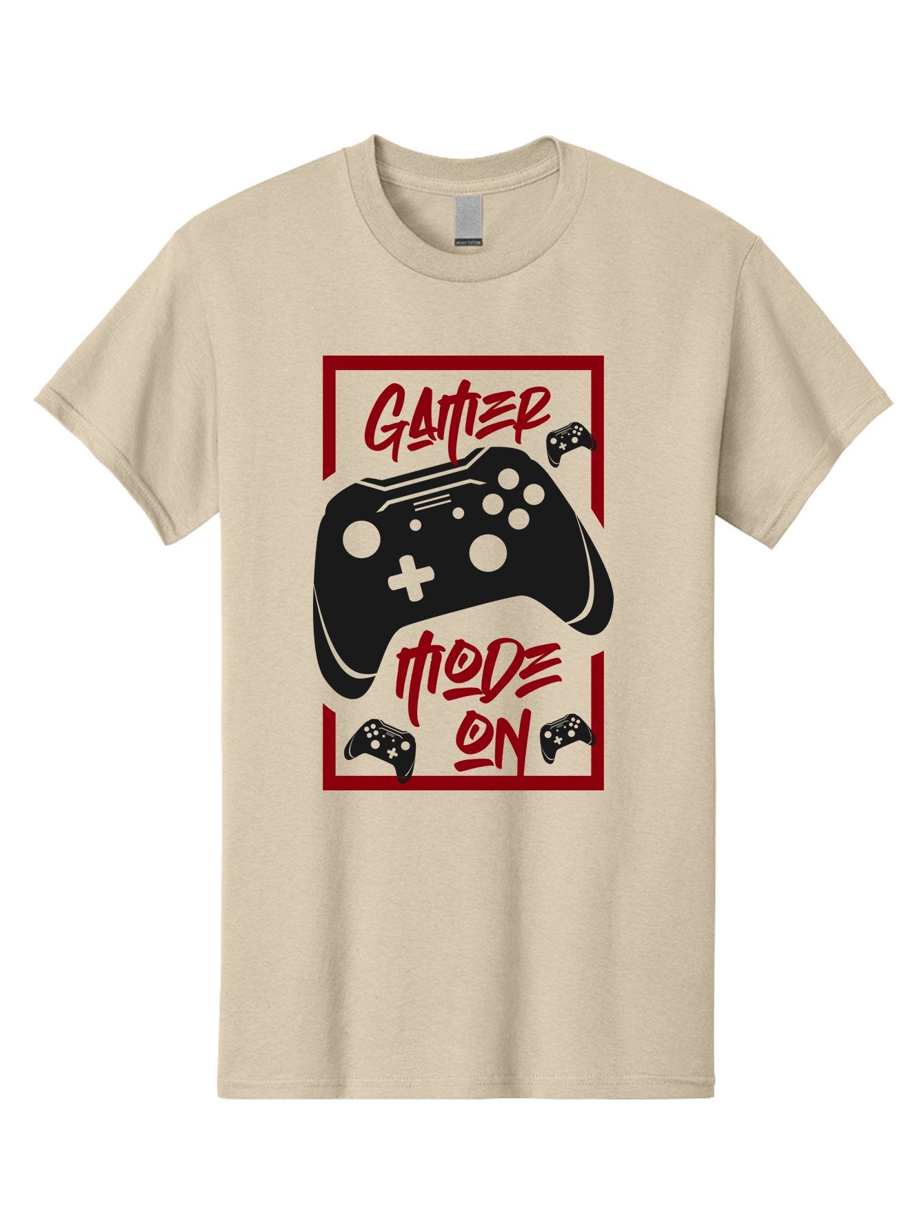Gamer-Mode-On Men'S Graphic Tee, 100% Cotton, Comfortable Casual Summer Wear, Machine Washable, Game Controller, Gaming Graphics, Video Game Console, Game Mode On, Gather Mode, Gamer Culture, Gaming Community, Game On, Red And Green Design -  Aaa634 5