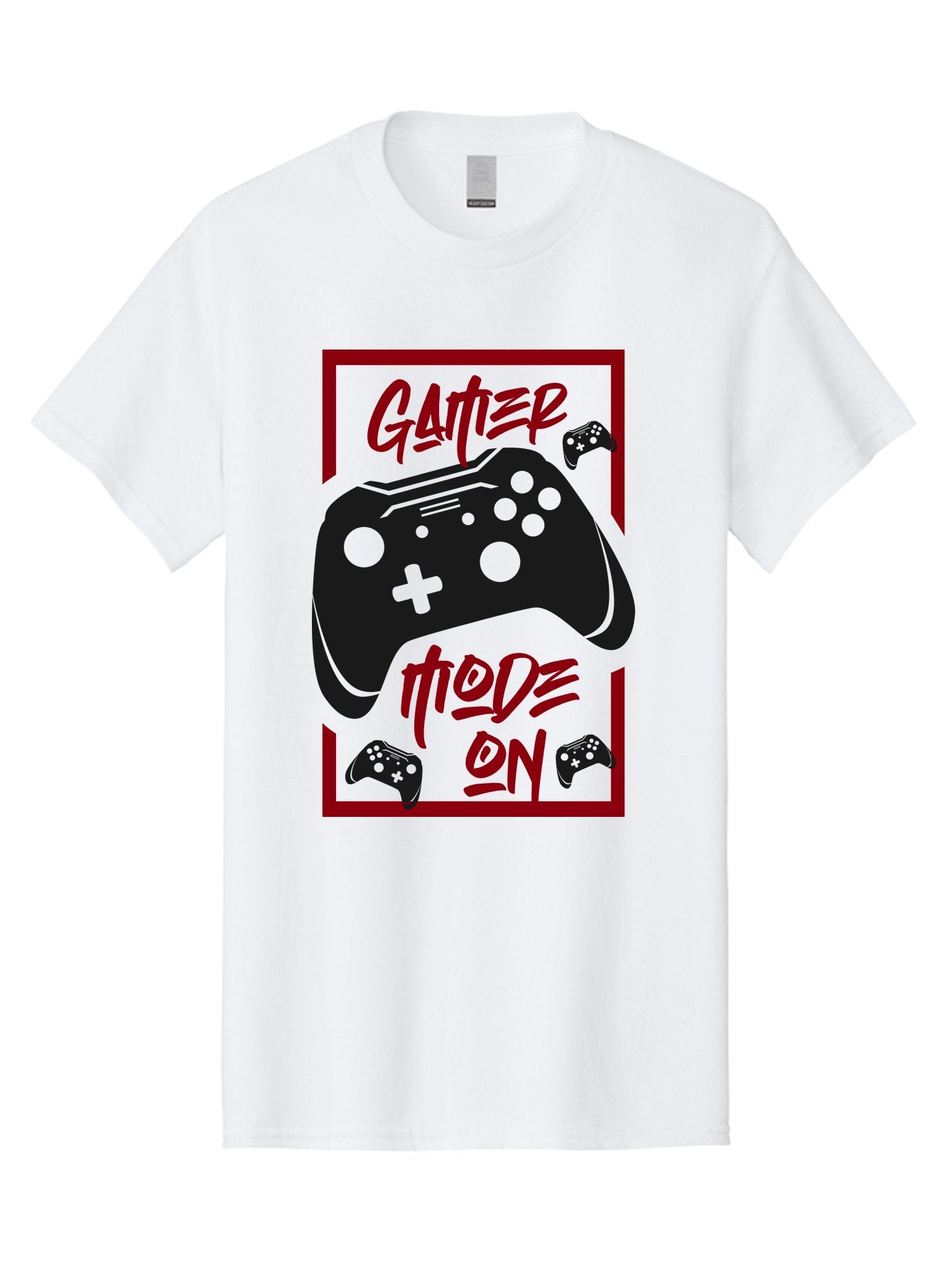 Gamer-Mode-On Men'S Graphic Tee, 100% Cotton, Comfortable Casual Summer Wear, Machine Washable, Game Controller, Gaming Graphics, Video Game Console, Game Mode On, Gather Mode, Gamer Culture, Gaming Community, Game On, Red And Green Design -  Aaa634 7