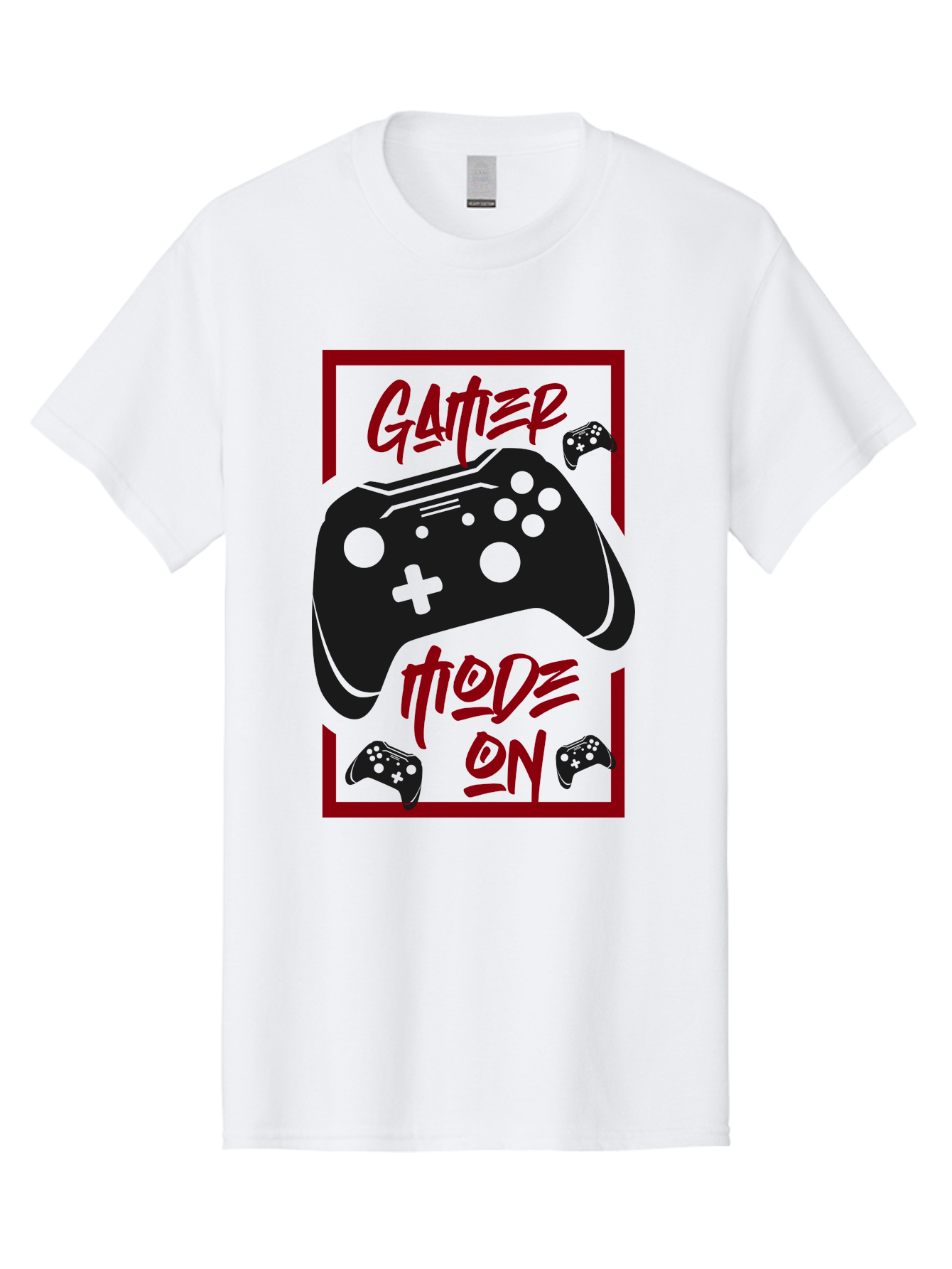 Gamer-Mode-On Men'S Graphic Tee, 100% Cotton, Comfortable Casual Summer Wear, Machine Washable, Game Controller, Gaming Graphics, Video Game Console, Game Mode On, Gather Mode, Gamer Culture, Gaming Community, Game On, Red And Green Design -  Aaa634 3