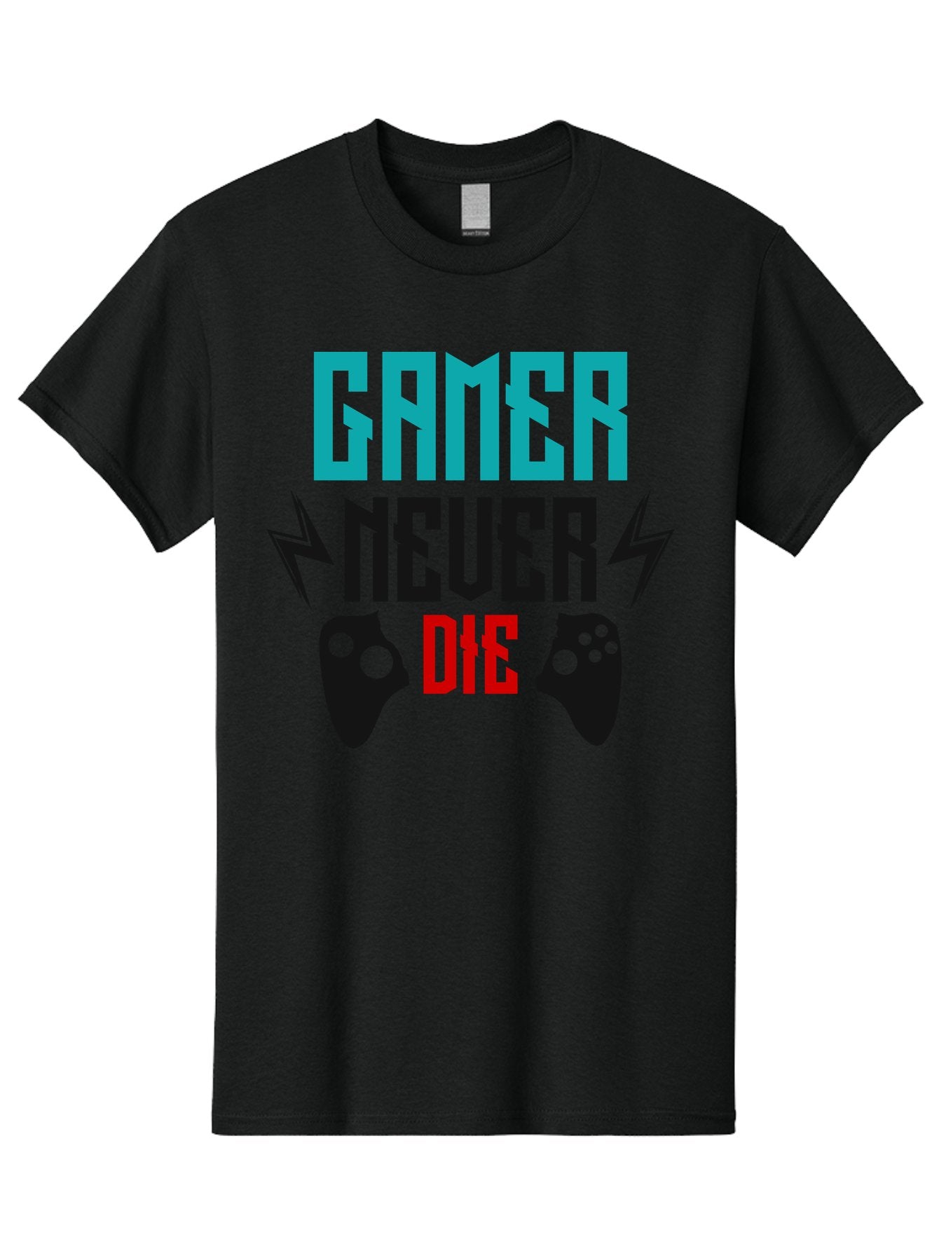 Gamer-Never-Die Men'S Graphic Tee, 100% Cotton, Comfortable Casual Summer Wear, Machine Washable, Gaming Culture, Gaming Controllers, Motivational Quote, Gamer Lifestyle, Video Games, Gaming Community, Game On -  Aaa635 11