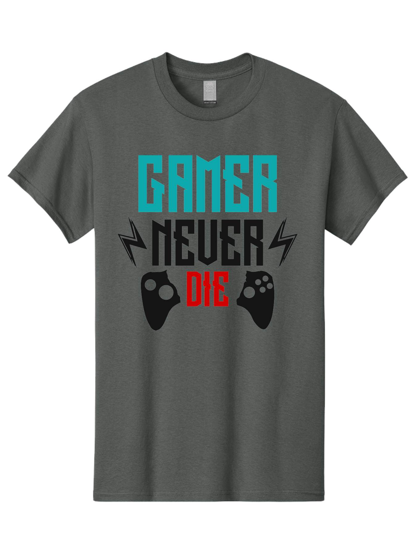 Gamer-Never-Die Men'S Graphic Tee, 100% Cotton, Comfortable Casual Summer Wear, Machine Washable, Gaming Culture, Gaming Controllers, Motivational Quote, Gamer Lifestyle, Video Games, Gaming Community, Game On -  Aaa635 17