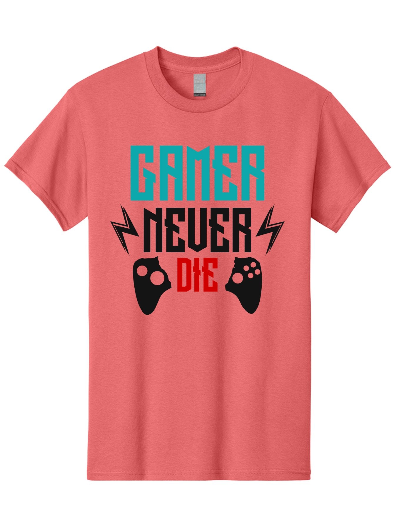 Gamer-Never-Die Men'S Graphic Tee, 100% Cotton, Comfortable Casual Summer Wear, Machine Washable, Gaming Culture, Gaming Controllers, Motivational Quote, Gamer Lifestyle, Video Games, Gaming Community, Game On -  Aaa635 13