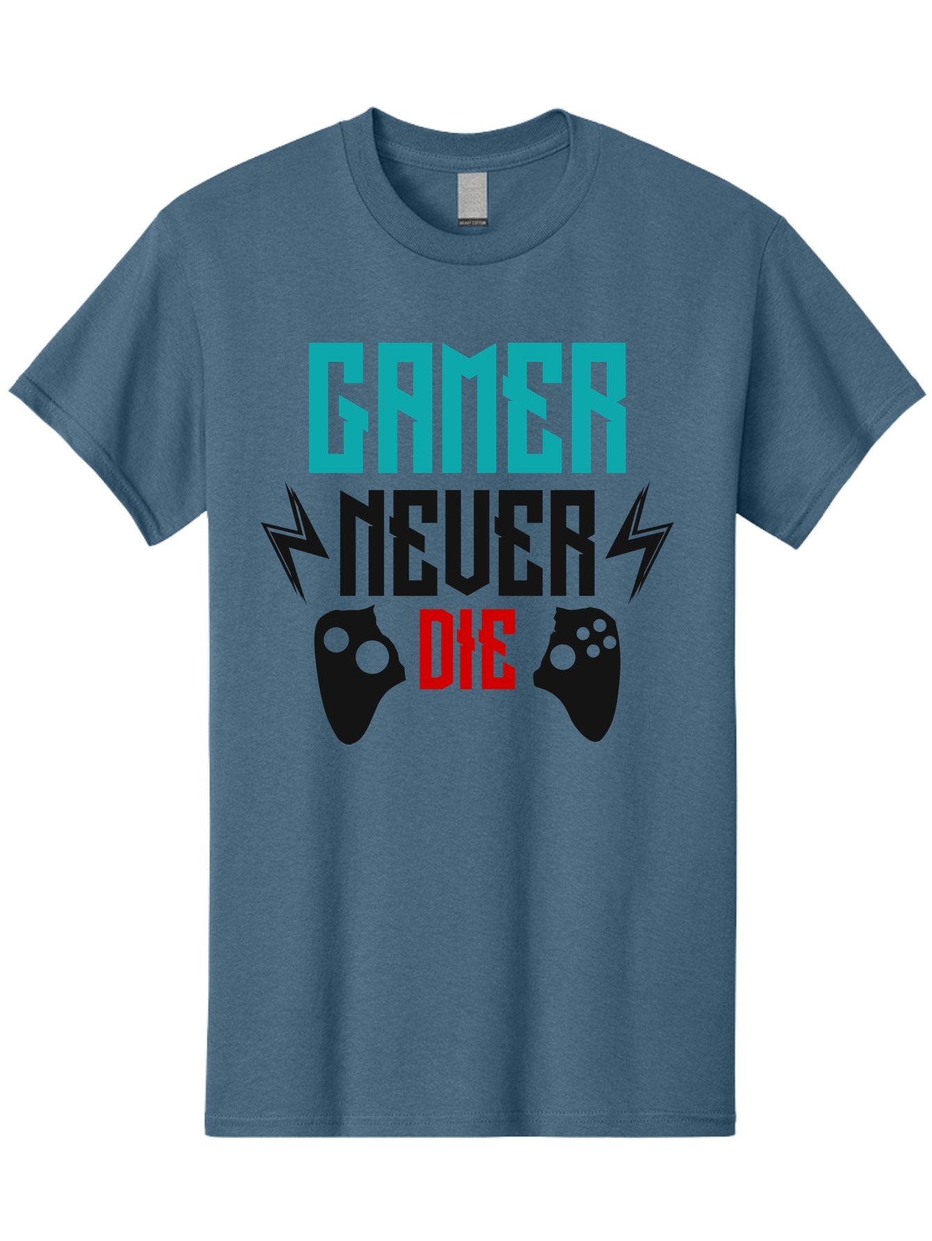 Gamer-Never-Die Men'S Graphic Tee, 100% Cotton, Comfortable Casual Summer Wear, Machine Washable, Gaming Culture, Gaming Controllers, Motivational Quote, Gamer Lifestyle, Video Games, Gaming Community, Game On -  Aaa635 6