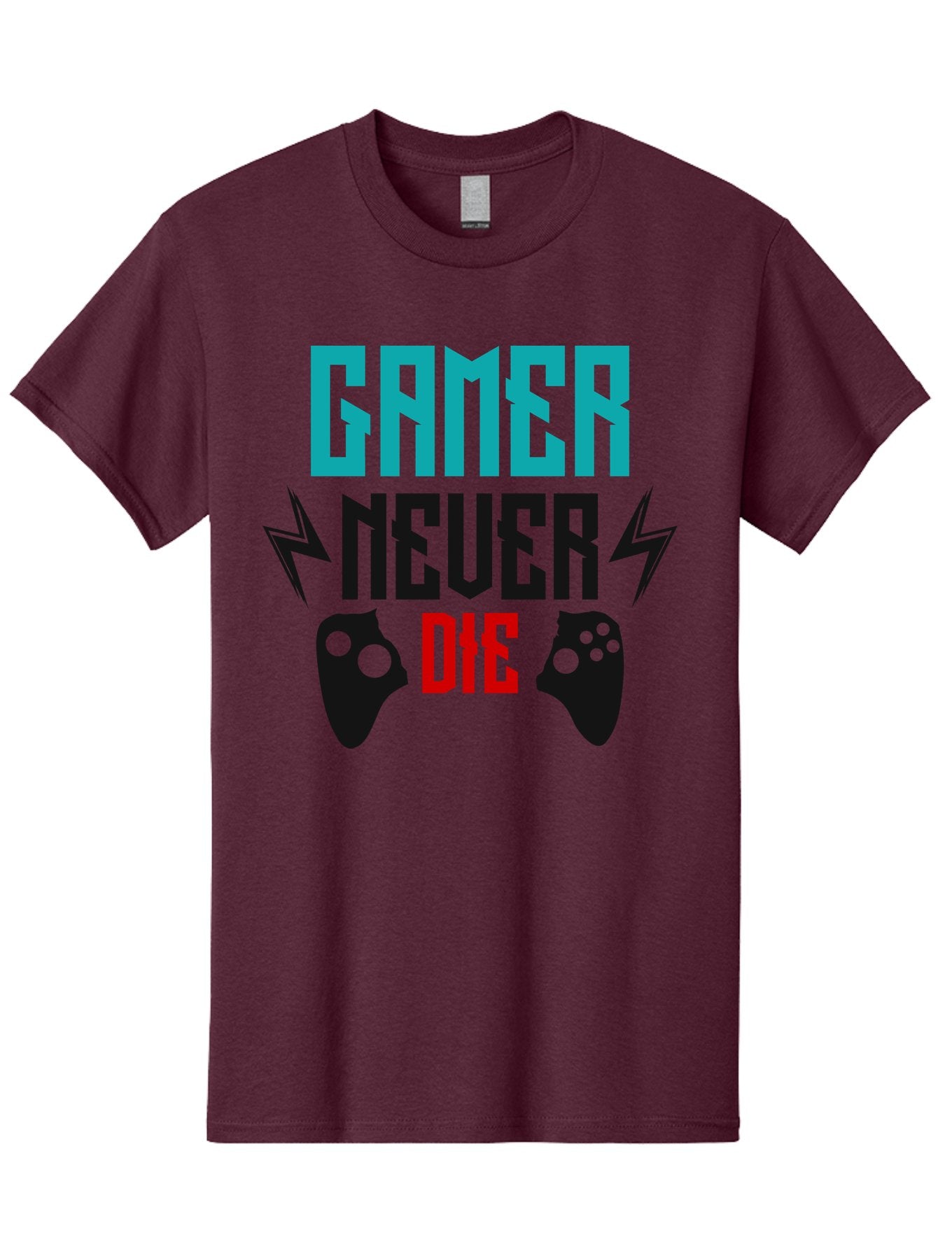 Gamer-Never-Die Men'S Graphic Tee, 100% Cotton, Comfortable Casual Summer Wear, Machine Washable, Gaming Culture, Gaming Controllers, Motivational Quote, Gamer Lifestyle, Video Games, Gaming Community, Game On -  Aaa635 9
