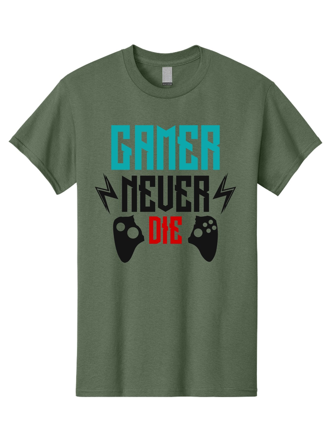 Gamer-Never-Die Men'S Graphic Tee, 100% Cotton, Comfortable Casual Summer Wear, Machine Washable, Gaming Culture, Gaming Controllers, Motivational Quote, Gamer Lifestyle, Video Games, Gaming Community, Game On -  Aaa635 8