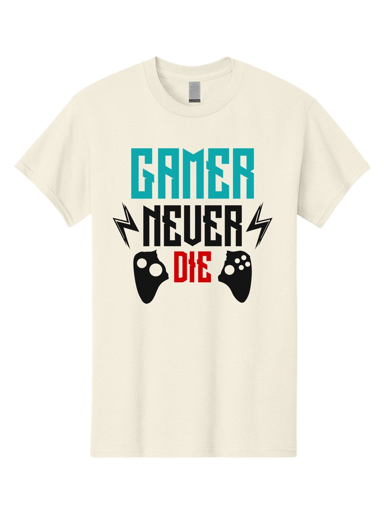 Gamer-Never-Die Men'S Graphic Tee, 100% Cotton, Comfortable Casual Summer Wear, Machine Washable, Gaming Culture, Gaming Controllers, Motivational Quote, Gamer Lifestyle, Video Games, Gaming Community, Game On -  Aaa635 7
