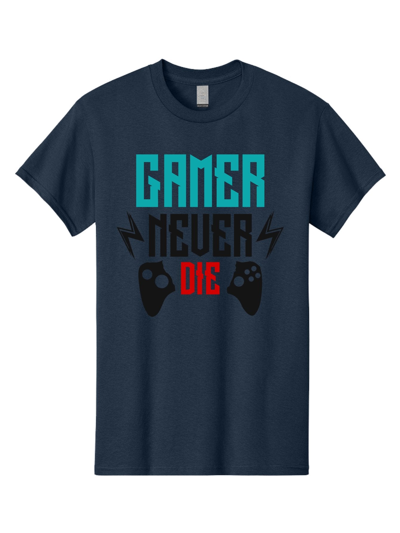 Gamer-Never-Die Men'S Graphic Tee, 100% Cotton, Comfortable Casual Summer Wear, Machine Washable, Gaming Culture, Gaming Controllers, Motivational Quote, Gamer Lifestyle, Video Games, Gaming Community, Game On -  Aaa635 5