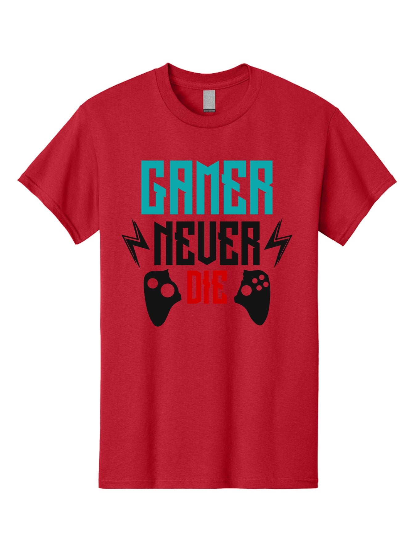 Gamer-Never-Die Men'S Graphic Tee, 100% Cotton, Comfortable Casual Summer Wear, Machine Washable, Gaming Culture, Gaming Controllers, Motivational Quote, Gamer Lifestyle, Video Games, Gaming Community, Game On -  Aaa635 10