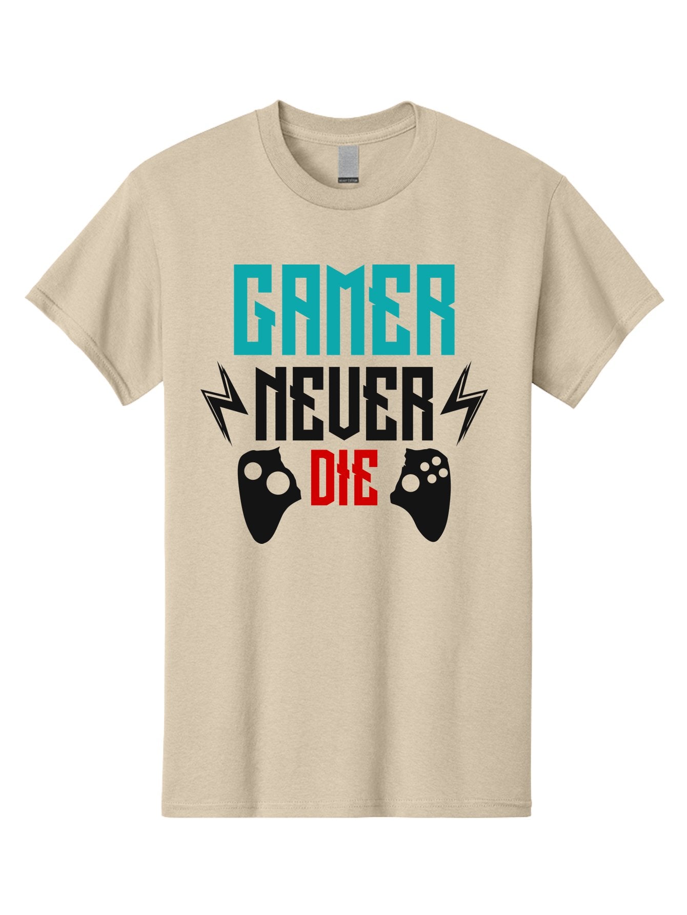 Gamer-Never-Die Men'S Graphic Tee, 100% Cotton, Comfortable Casual Summer Wear, Machine Washable, Gaming Culture, Gaming Controllers, Motivational Quote, Gamer Lifestyle, Video Games, Gaming Community, Game On -  Aaa635 14