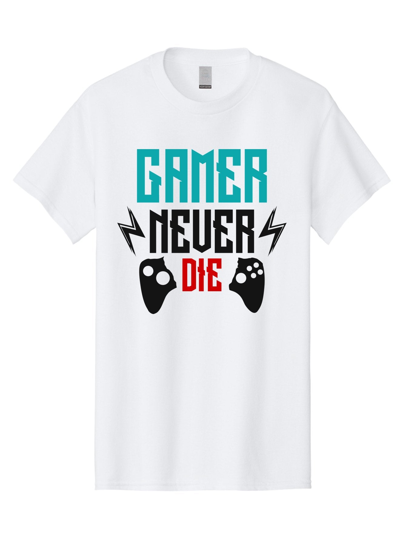 Gamer-Never-Die Men'S Graphic Tee, 100% Cotton, Comfortable Casual Summer Wear, Machine Washable, Gaming Culture, Gaming Controllers, Motivational Quote, Gamer Lifestyle, Video Games, Gaming Community, Game On -  Aaa635 4