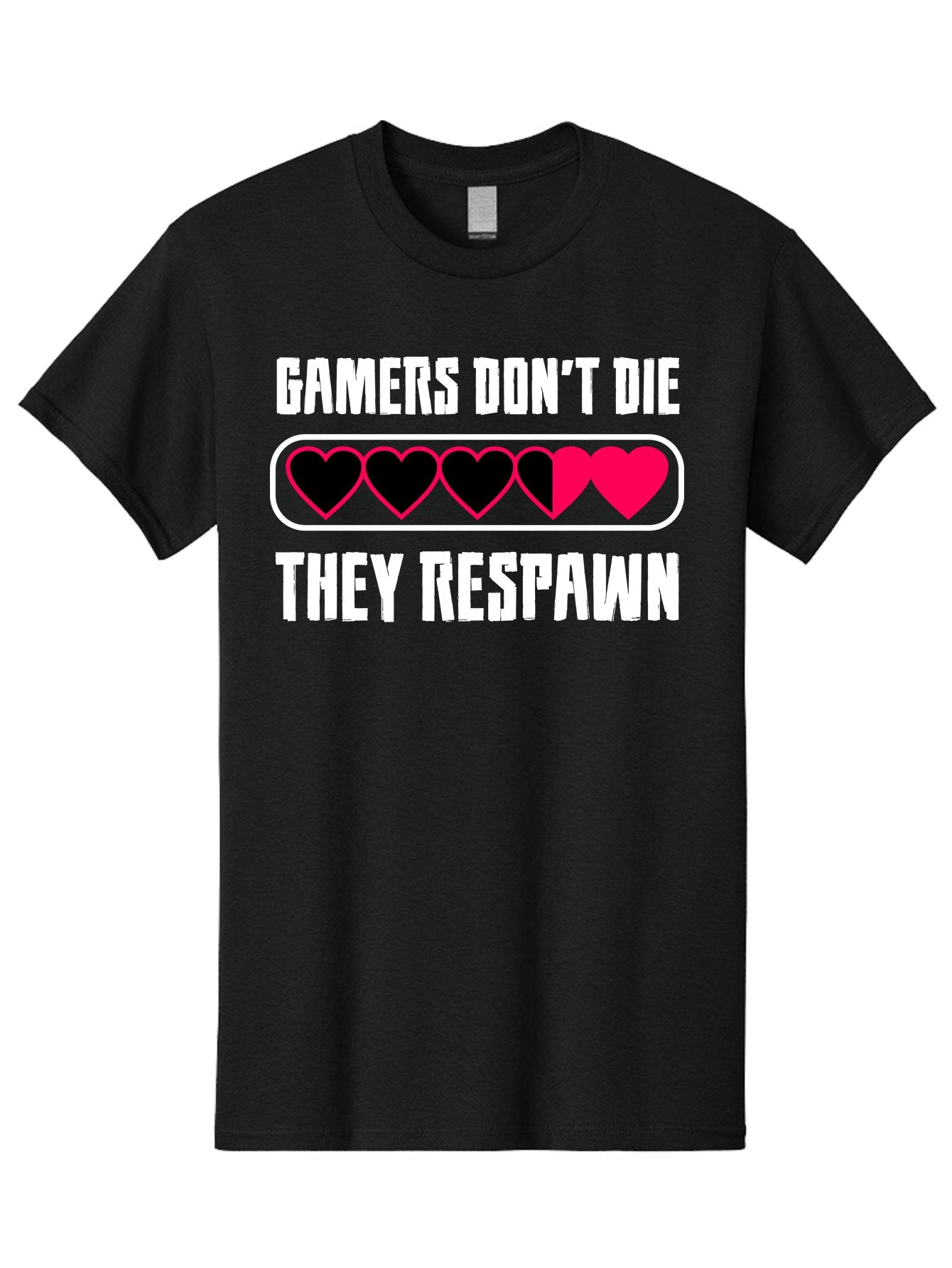 Gamers-Don-T-Die-They-Respwan Men'S Graphic Tee, 100% Cotton, Comfortable Casual Summer Wear, Machine Washable, Gaming Quote, Gamer Life, Respawn, Video Game Humor, Gaming Culture, Gamer Hearts, Digital Entertainment, Gaming Phrase -  Aaa637 3