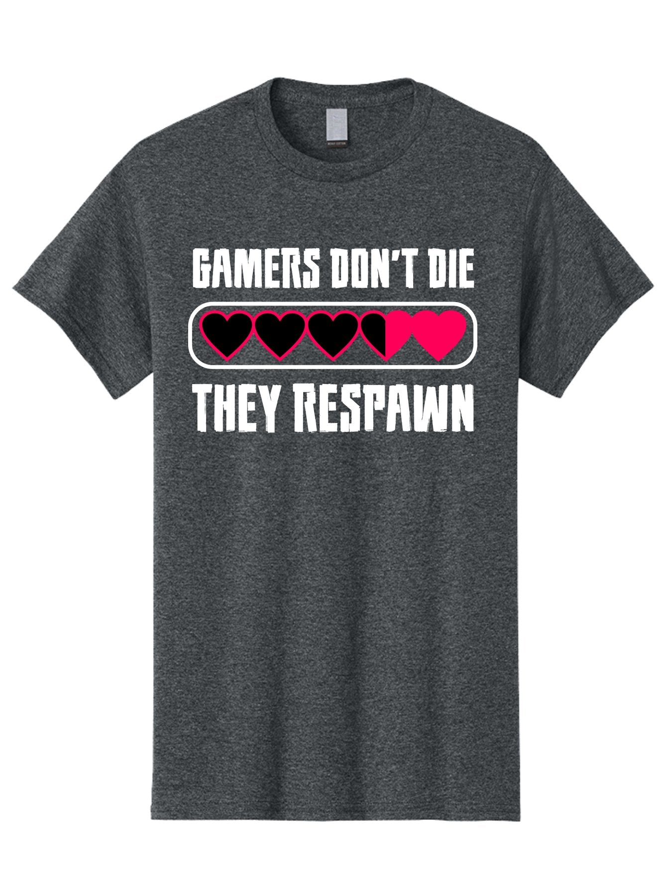 Gamers-Don-T-Die-They-Respwan Men'S Graphic Tee, 100% Cotton, Comfortable Casual Summer Wear, Machine Washable, Gaming Quote, Gamer Life, Respawn, Video Game Humor, Gaming Culture, Gamer Hearts, Digital Entertainment, Gaming Phrase -  Aaa637 10