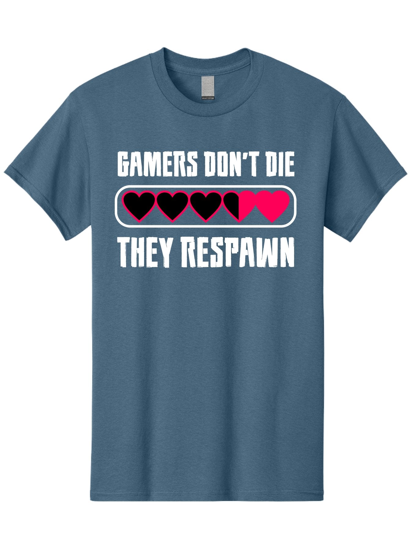 Gamers-Don-T-Die-They-Respwan Men'S Graphic Tee, 100% Cotton, Comfortable Casual Summer Wear, Machine Washable, Gaming Quote, Gamer Life, Respawn, Video Game Humor, Gaming Culture, Gamer Hearts, Digital Entertainment, Gaming Phrase -  Aaa637 9