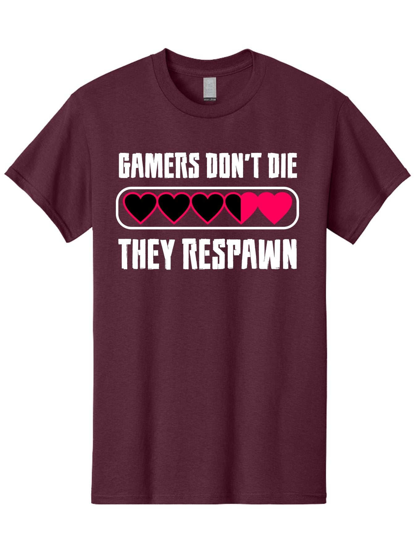 Gamers-Don-T-Die-They-Respwan Men'S Graphic Tee, 100% Cotton, Comfortable Casual Summer Wear, Machine Washable, Gaming Quote, Gamer Life, Respawn, Video Game Humor, Gaming Culture, Gamer Hearts, Digital Entertainment, Gaming Phrase -  Aaa637 8