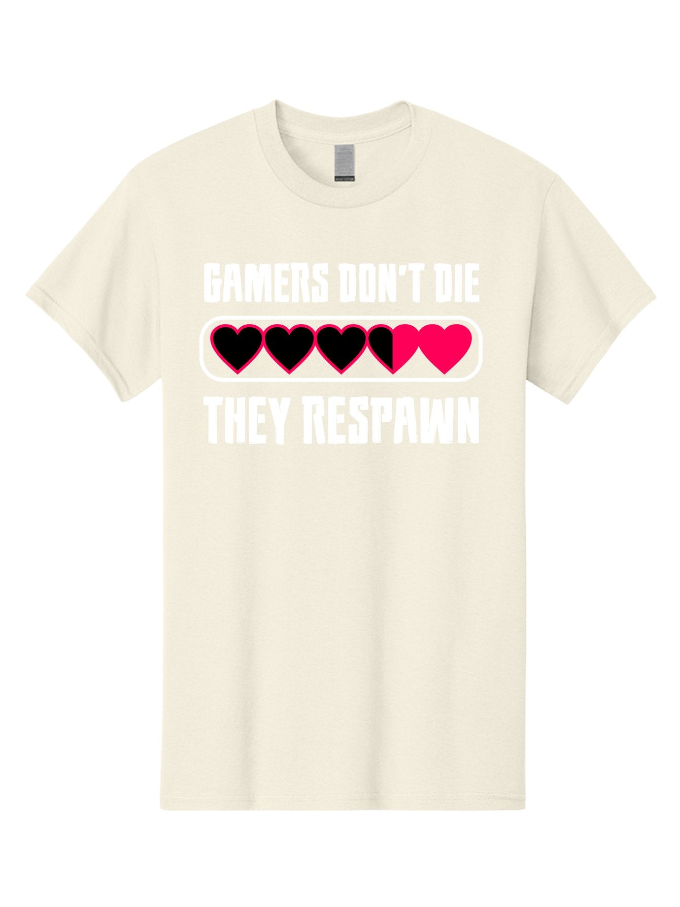 Gamers-Don-T-Die-They-Respwan Men'S Graphic Tee, 100% Cotton, Comfortable Casual Summer Wear, Machine Washable, Gaming Quote, Gamer Life, Respawn, Video Game Humor, Gaming Culture, Gamer Hearts, Digital Entertainment, Gaming Phrase -  Aaa637 12