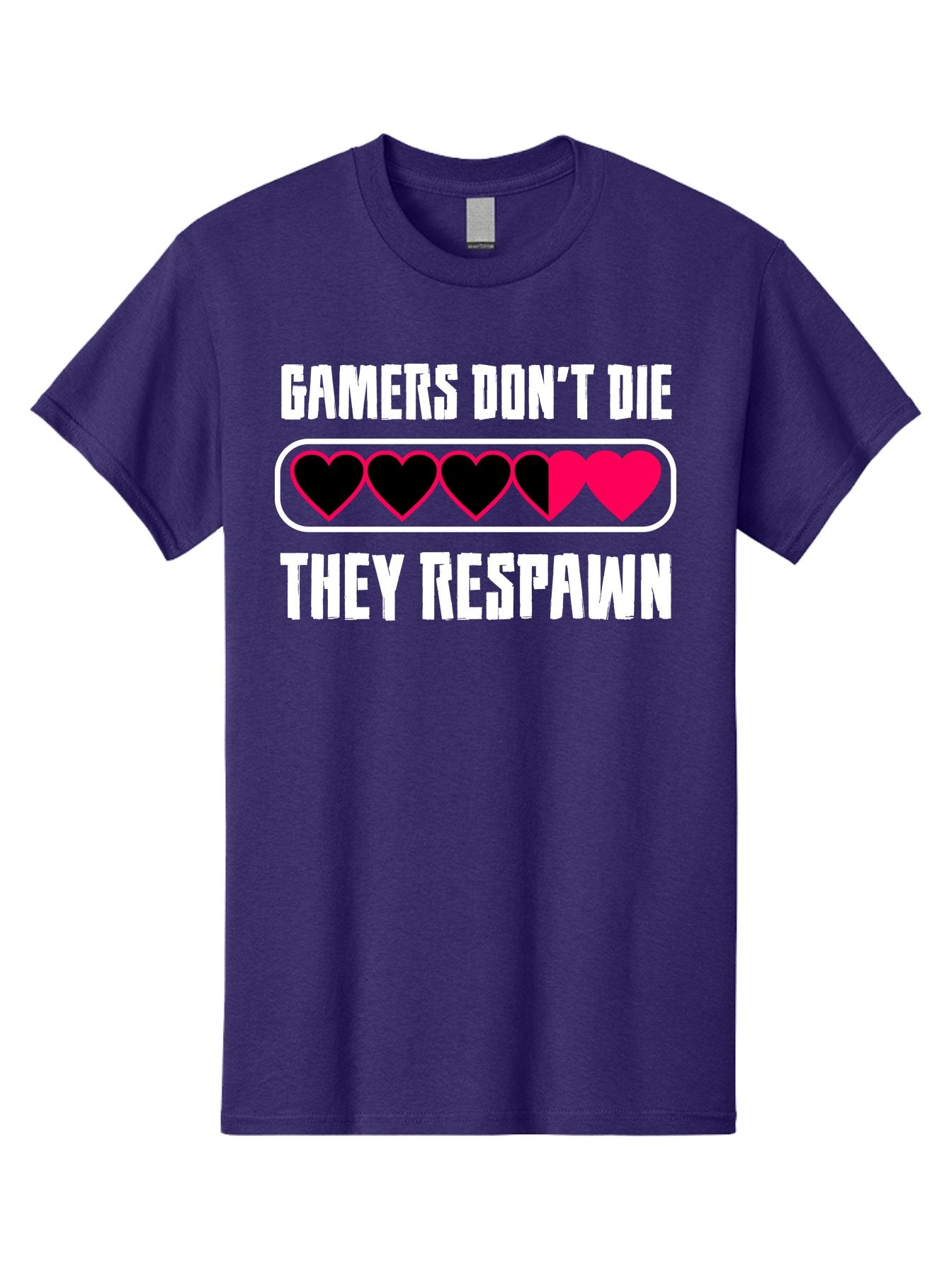 Gamers-Don-T-Die-They-Respwan Men'S Graphic Tee, 100% Cotton, Comfortable Casual Summer Wear, Machine Washable, Gaming Quote, Gamer Life, Respawn, Video Game Humor, Gaming Culture, Gamer Hearts, Digital Entertainment, Gaming Phrase -  Aaa637 6