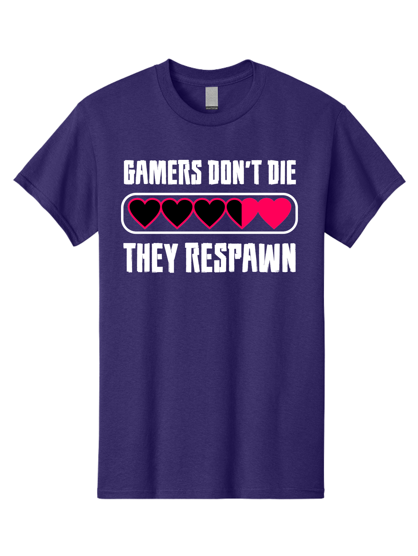 Gamers-Don-T-Die-They-Respwan Men'S Graphic Tee, 100% Cotton, Comfortable Casual Summer Wear, Machine Washable, Gaming Quote, Gamer Life, Respawn, Video Game Humor, Gaming Culture, Gamer Hearts, Digital Entertainment, Gaming Phrase -  Aaa637