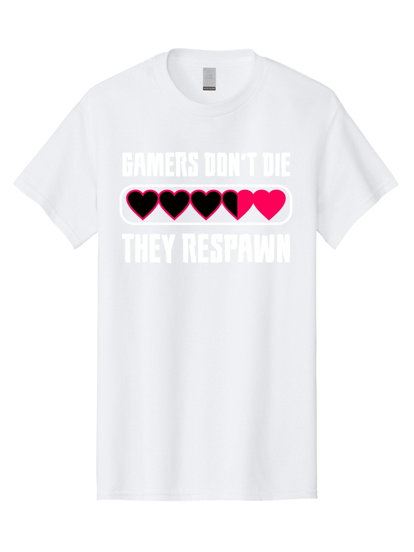 Gamers-Don-T-Die-They-Respwan Men'S Graphic Tee, 100% Cotton, Comfortable Casual Summer Wear, Machine Washable, Gaming Quote, Gamer Life, Respawn, Video Game Humor, Gaming Culture, Gamer Hearts, Digital Entertainment, Gaming Phrase -  Aaa637 14