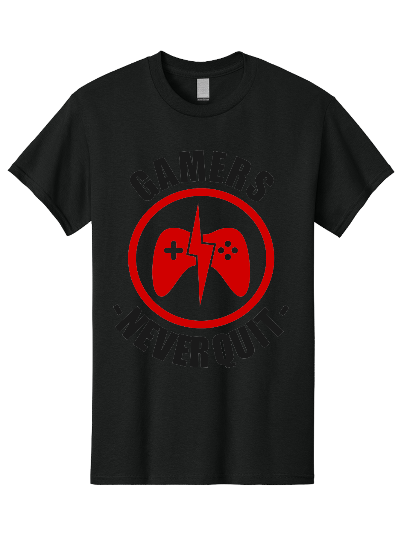 Gamers-Never-Quit Men'S Graphic Tee, 100% Cotton, Comfortable Casual Summer Wear, Machine Washable, Gaming Logo, Red Gamepad Symbol, Bold Typography, Motivational Quote, Never Quit Attitude, Gaming Culture, Gamer Spirit -  Aaa638 27