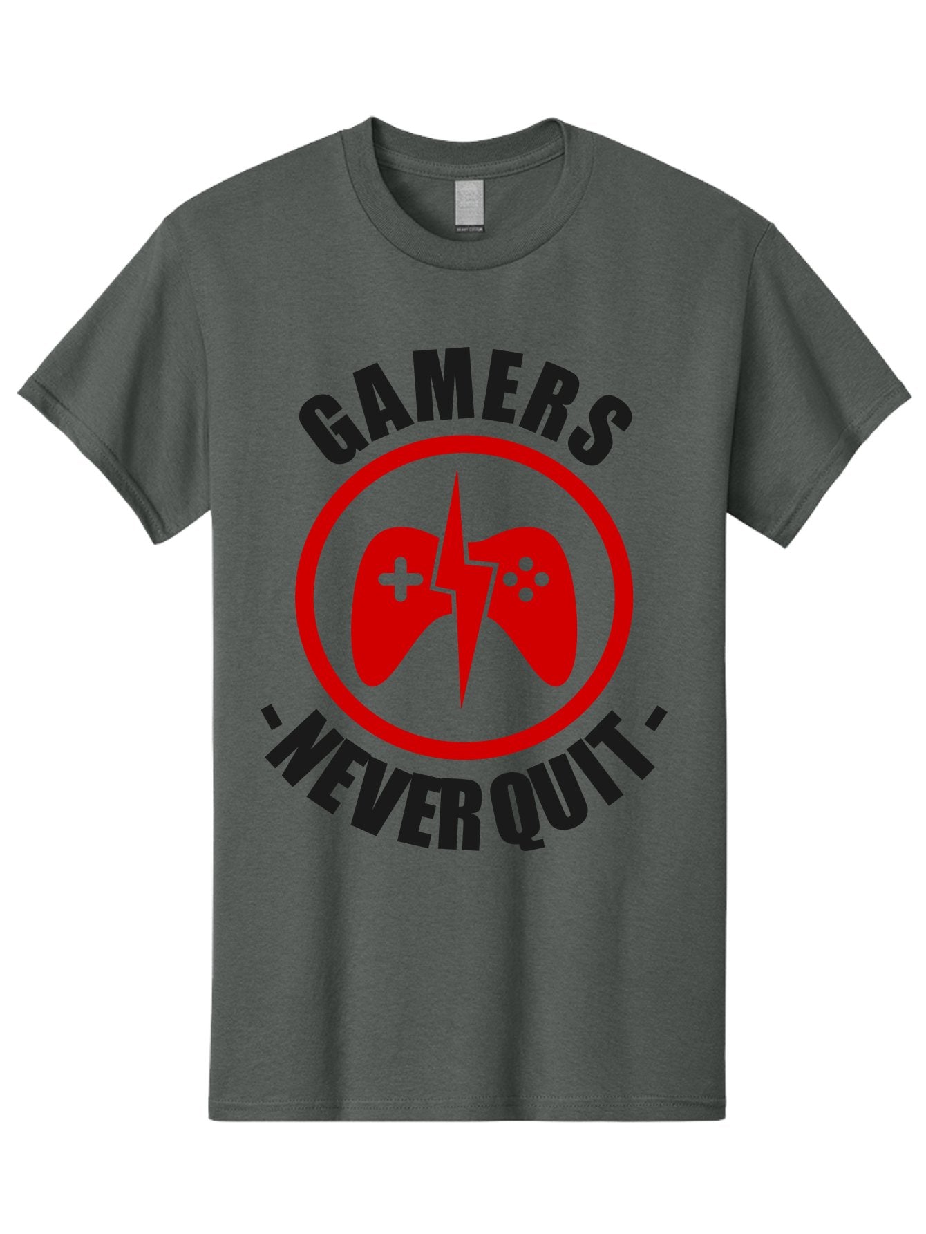 Gamers-Never-Quit Men'S Graphic Tee, 100% Cotton, Comfortable Casual Summer Wear, Machine Washable, Gaming Logo, Red Gamepad Symbol, Bold Typography, Motivational Quote, Never Quit Attitude, Gaming Culture, Gamer Spirit -  Aaa638 7