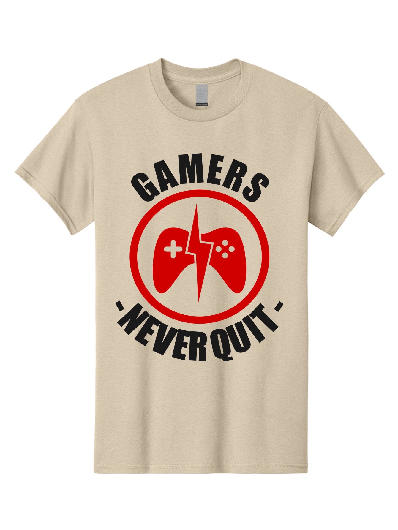 Gamers-Never-Quit Men'S Graphic Tee, 100% Cotton, Comfortable Casual Summer Wear, Machine Washable, Gaming Logo, Red Gamepad Symbol, Bold Typography, Motivational Quote, Never Quit Attitude, Gaming Culture, Gamer Spirit -  Aaa638 10