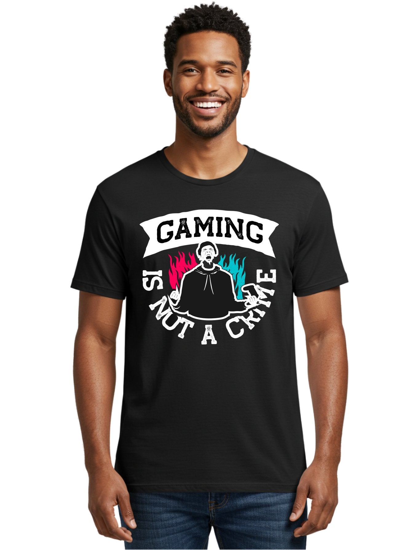 Gaming-Is-Not-A-Crime Men'S Graphic Tee, 100% Cotton, Comfortable Casual Summer Wear, Machine Washable, Gaming Culture, Gamer Identity, Pop Culture Graphics, Bold Typography, Video Game Illustrations, Passionate Expression, Loud And Proud, -  Aaa639 29