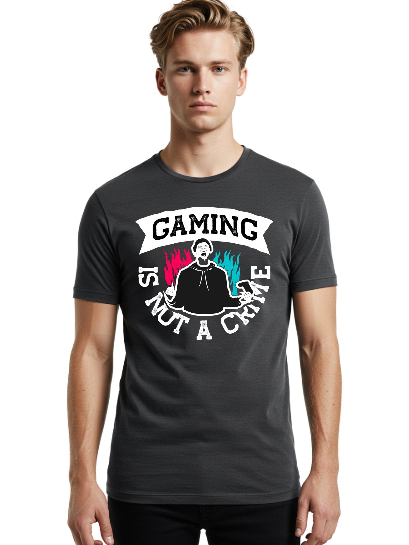 Gaming-Is-Not-A-Crime Men'S Graphic Tee, 100% Cotton, Comfortable Casual Summer Wear, Machine Washable, Gaming Culture, Gamer Identity, Pop Culture Graphics, Bold Typography, Video Game Illustrations, Passionate Expression, Loud And Proud, -  Aaa639 17
