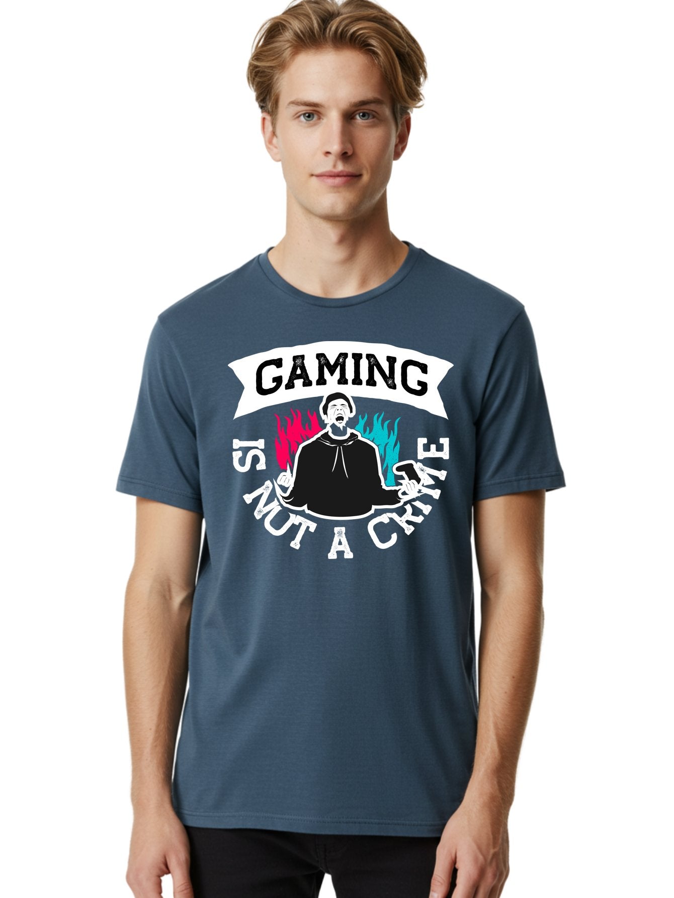 Gaming-Is-Not-A-Crime Men'S Graphic Tee, 100% Cotton, Comfortable Casual Summer Wear, Machine Washable, Gaming Culture, Gamer Identity, Pop Culture Graphics, Bold Typography, Video Game Illustrations, Passionate Expression, Loud And Proud, -  Aaa639 19
