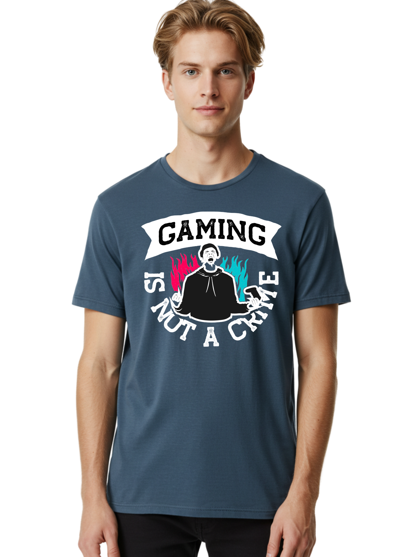 Gaming-Is-Not-A-Crime Men'S Graphic Tee, 100% Cotton, Comfortable Casual Summer Wear, Machine Washable, Gaming Culture, Gamer Identity, Pop Culture Graphics, Bold Typography, Video Game Illustrations, Passionate Expression, Loud And Proud, -  Aaa639 12