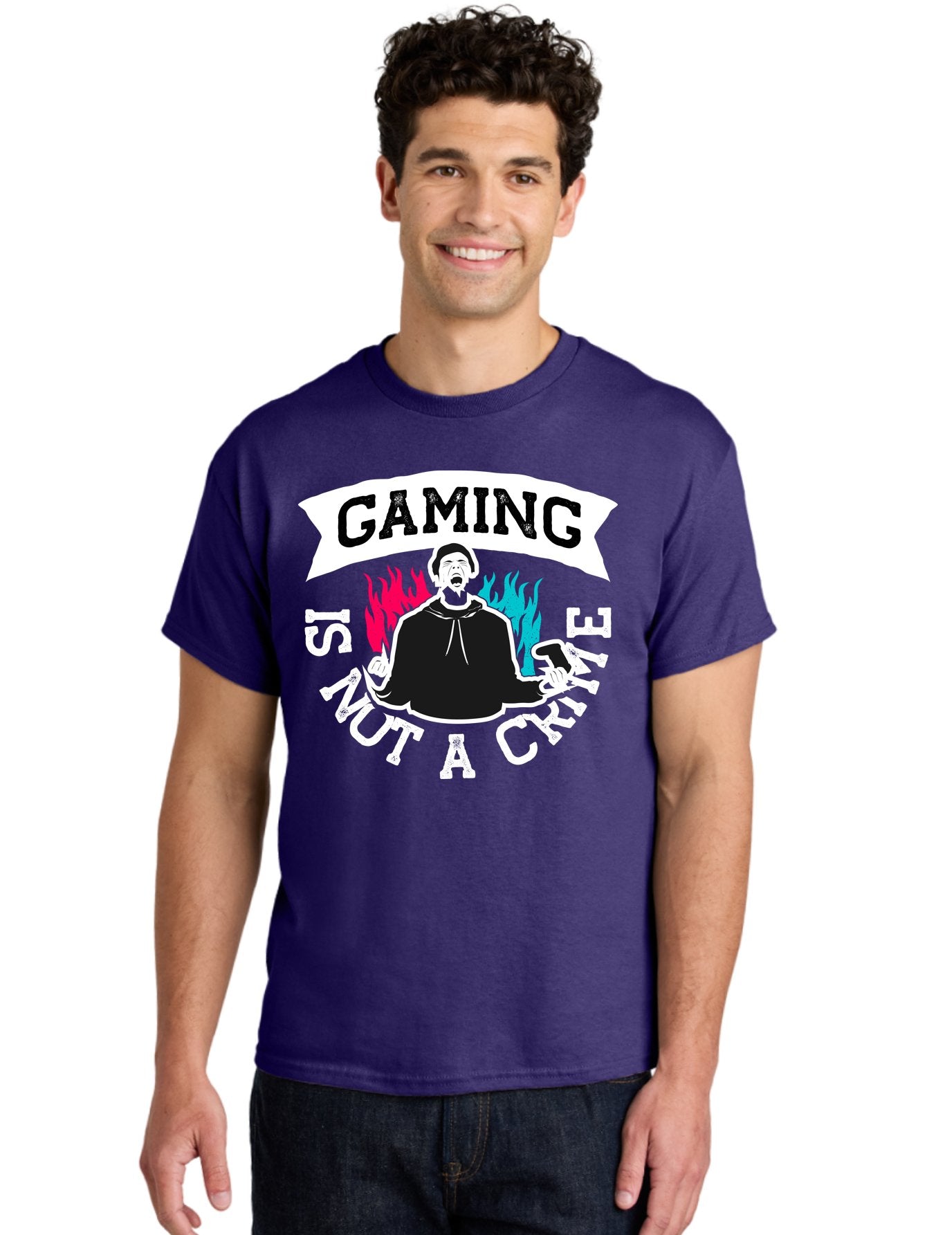 Gaming-Is-Not-A-Crime Men'S Graphic Tee, 100% Cotton, Comfortable Casual Summer Wear, Machine Washable, Gaming Culture, Gamer Identity, Pop Culture Graphics, Bold Typography, Video Game Illustrations, Passionate Expression, Loud And Proud, -  Aaa639 18