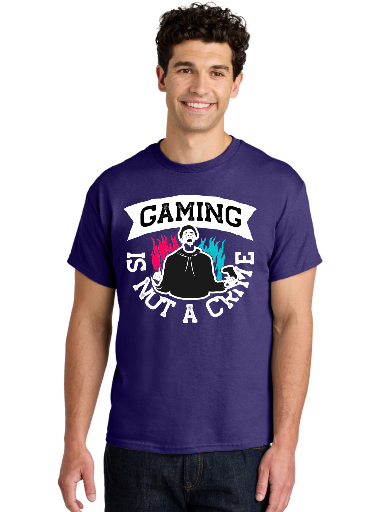 Gaming-Is-Not-A-Crime Men'S Graphic Tee, 100% Cotton, Comfortable Casual Summer Wear, Machine Washable, Gaming Culture, Gamer Identity, Pop Culture Graphics, Bold Typography, Video Game Illustrations, Passionate Expression, Loud And Proud, -  Aaa639