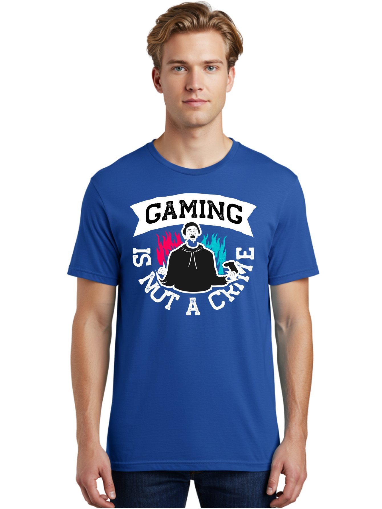 Gaming-Is-Not-A-Crime Men'S Graphic Tee, 100% Cotton, Comfortable Casual Summer Wear, Machine Washable, Gaming Culture, Gamer Identity, Pop Culture Graphics, Bold Typography, Video Game Illustrations, Passionate Expression, Loud And Proud, -  Aaa639 30