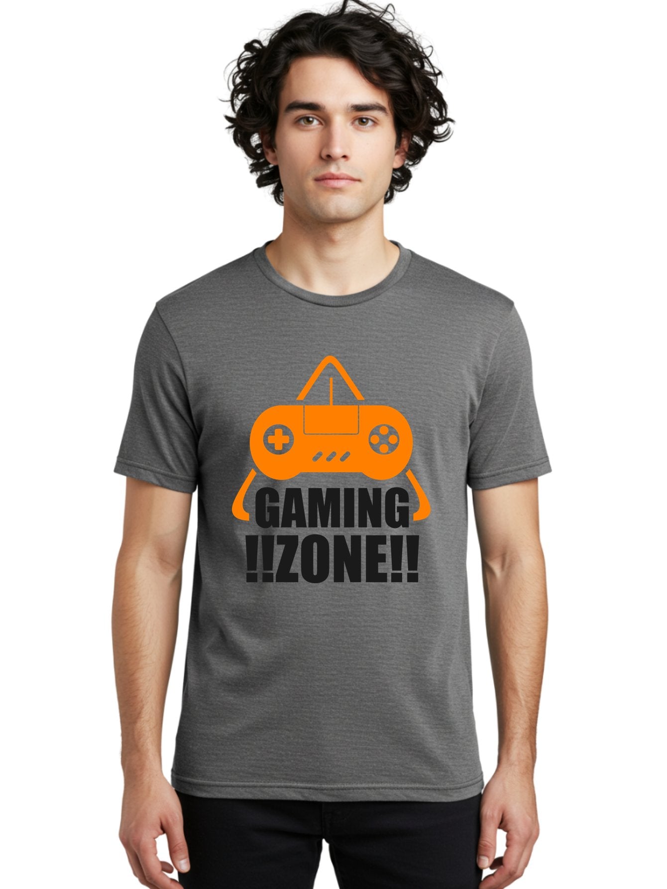 Gaming-Zone Men'S Graphic Tee, 100% Cotton, Comfortable Casual Summer Wear, Machine Washable, Gaming Controller, Orange Graphics, Gaming Zone, Video Games, Gaming Community, Online Gaming, Gaming Culture, Gamer Lifestyle -  Aaa641 18