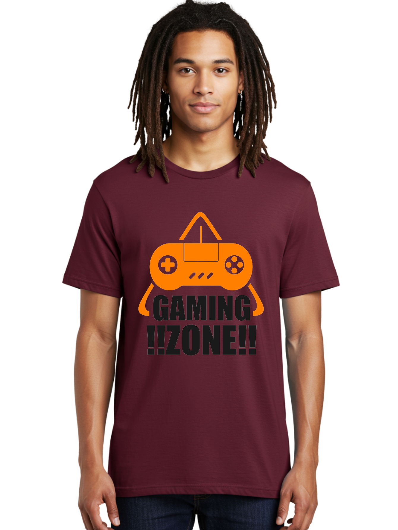 Gaming-Zone Men'S Graphic Tee, 100% Cotton, Comfortable Casual Summer Wear, Machine Washable, Gaming Controller, Orange Graphics, Gaming Zone, Video Games, Gaming Community, Online Gaming, Gaming Culture, Gamer Lifestyle -  Aaa641
