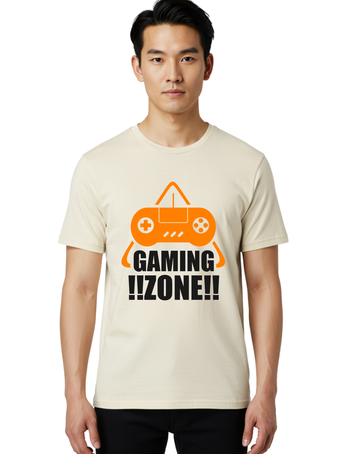 Gaming-Zone Men'S Graphic Tee, 100% Cotton, Comfortable Casual Summer Wear, Machine Washable, Gaming Controller, Orange Graphics, Gaming Zone, Video Games, Gaming Community, Online Gaming, Gaming Culture, Gamer Lifestyle -  Aaa641 18