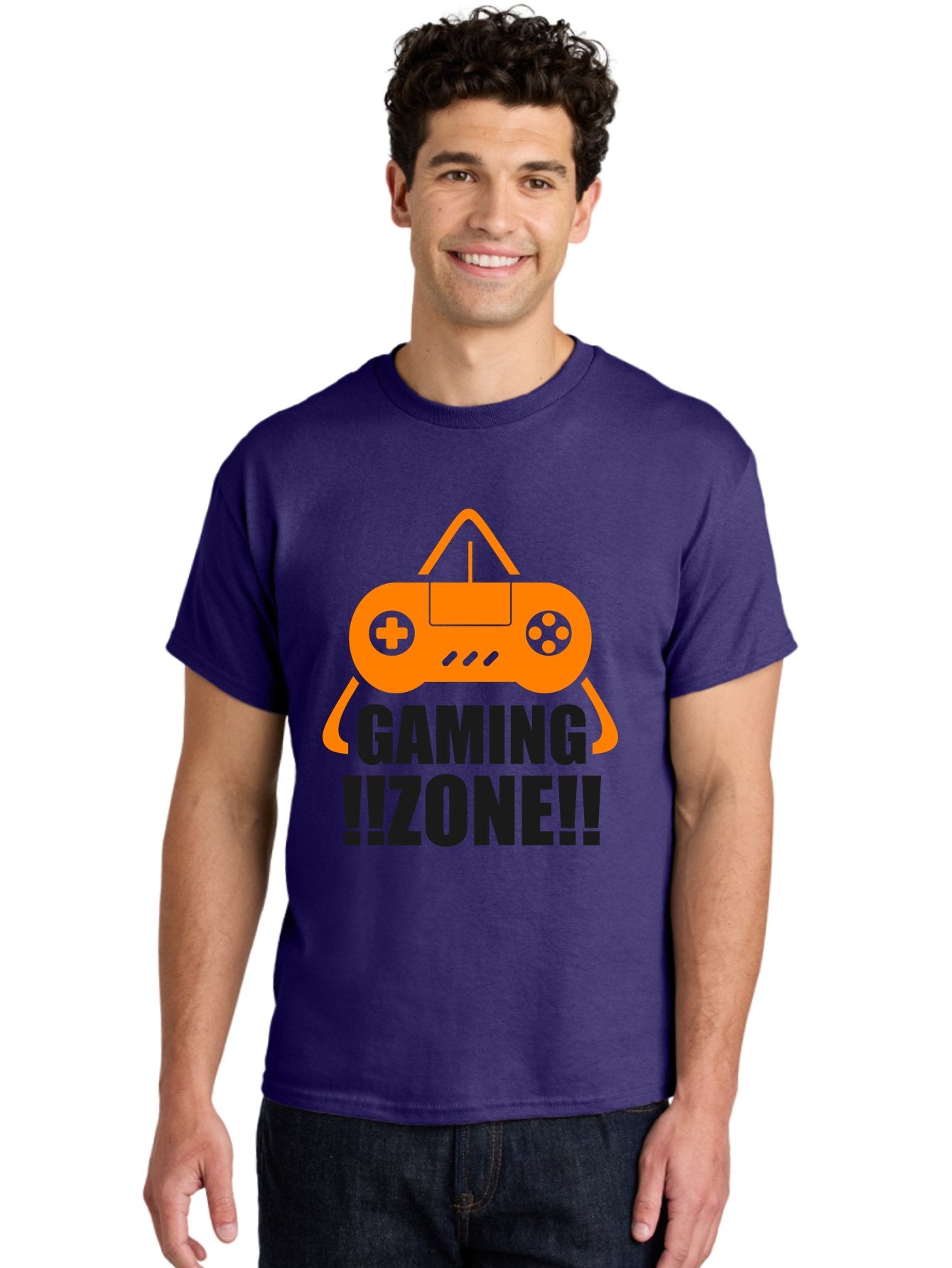 Gaming-Zone Men'S Graphic Tee, 100% Cotton, Comfortable Casual Summer Wear, Machine Washable, Gaming Controller, Orange Graphics, Gaming Zone, Video Games, Gaming Community, Online Gaming, Gaming Culture, Gamer Lifestyle -  Aaa641 29
