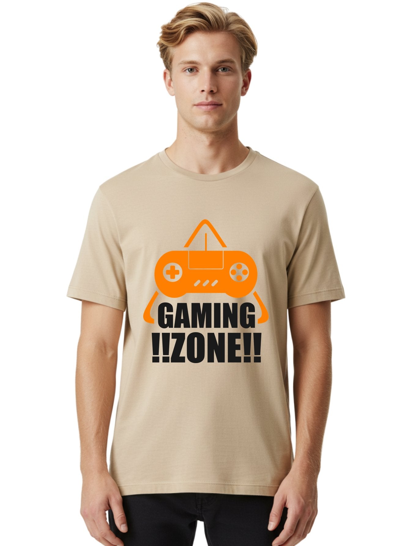 Gaming-Zone Men'S Graphic Tee, 100% Cotton, Comfortable Casual Summer Wear, Machine Washable, Gaming Controller, Orange Graphics, Gaming Zone, Video Games, Gaming Community, Online Gaming, Gaming Culture, Gamer Lifestyle -  Aaa641 20