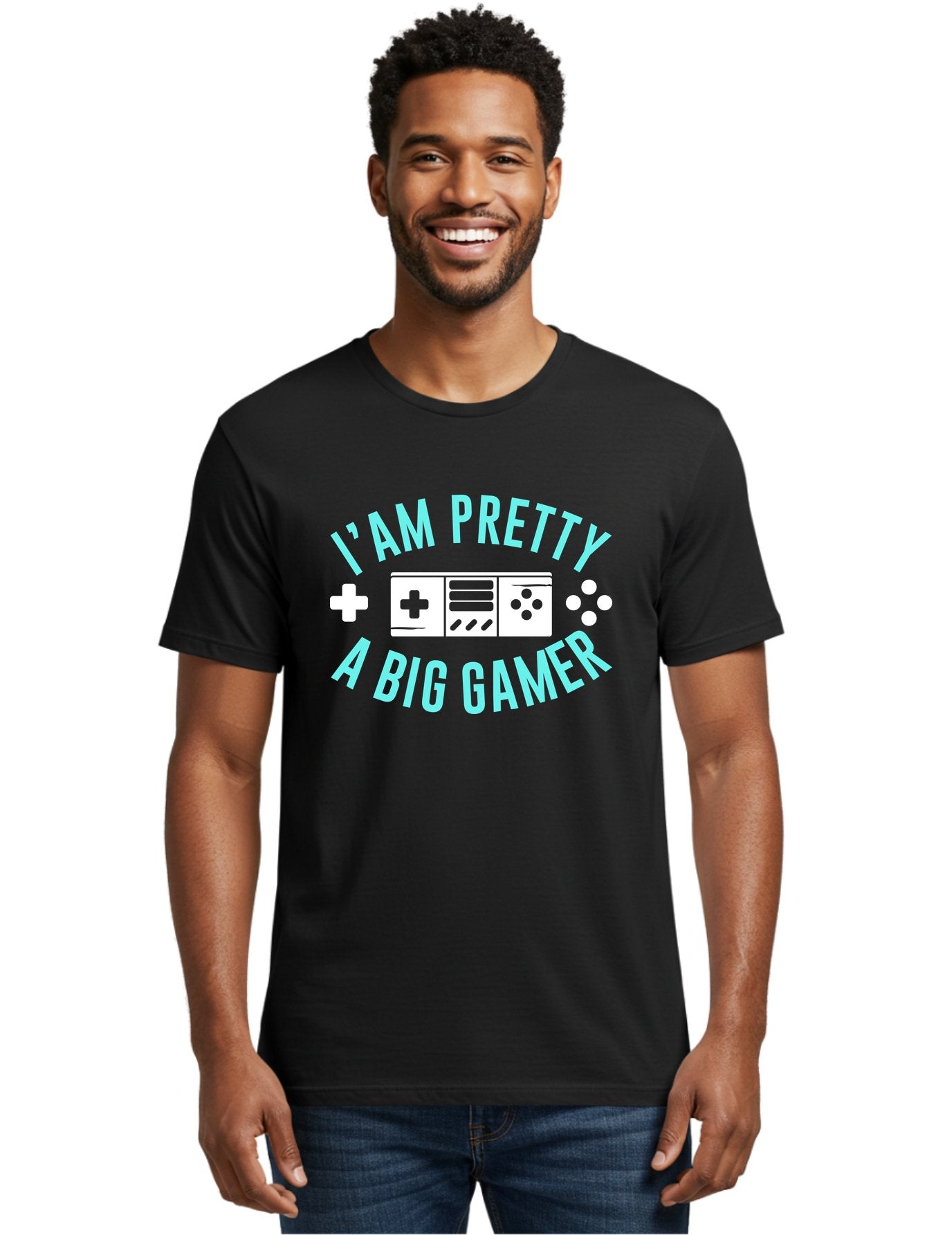 I-Am-Pretty-A-Big-Gamer Men'S Graphic Tee, 100% Cotton, Comfortable Casual Summer Wear, Machine Washable, Gaming Graphic, Gamer Quote, Game Console Icon, I Am Pretty Big Gamer, Positive Affirmation, Gaming Culture, Fun Design, -  Aaa642 25