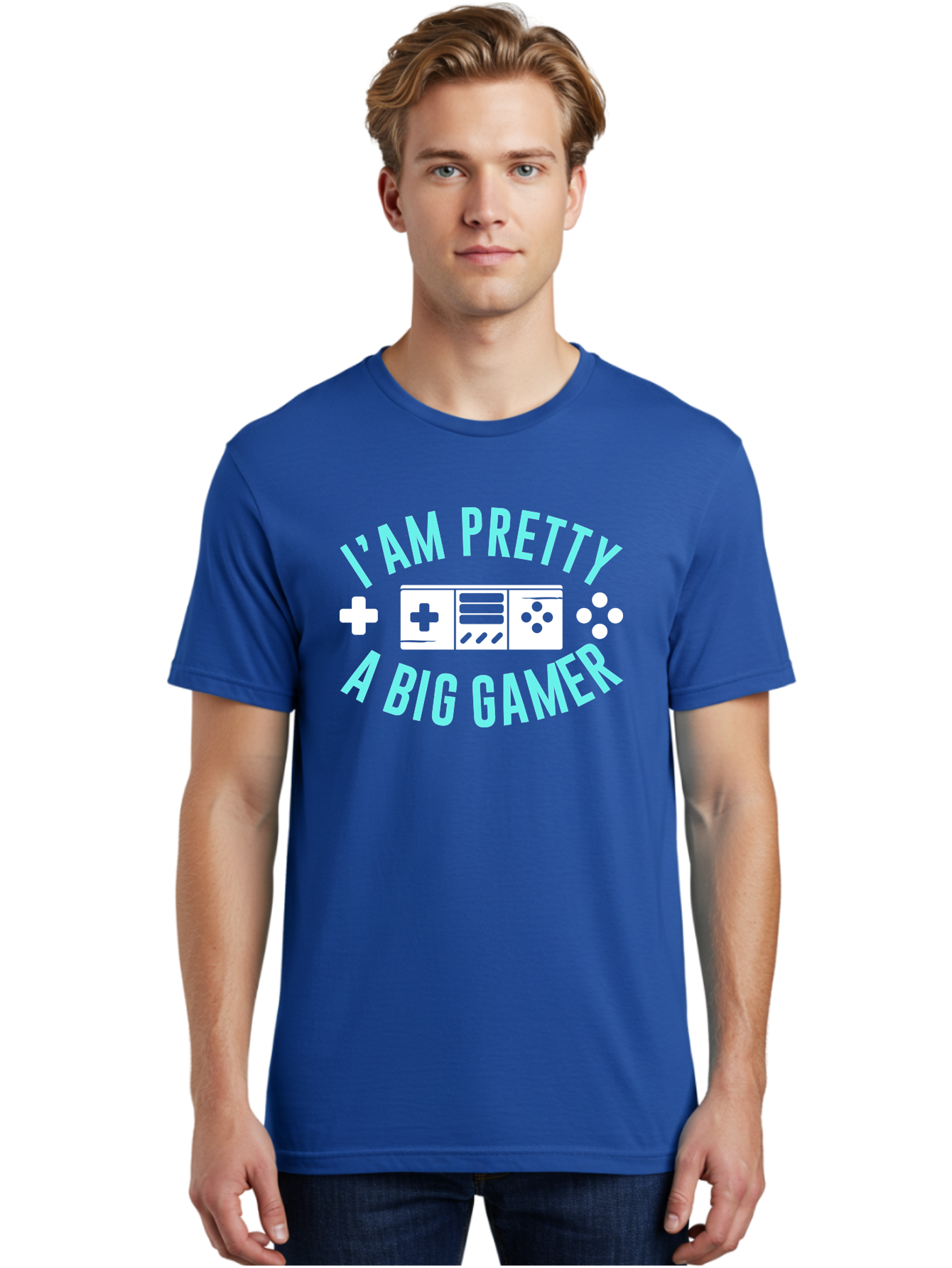 I-Am-Pretty-A-Big-Gamer Men'S Graphic Tee, 100% Cotton, Comfortable Casual Summer Wear, Machine Washable, Gaming Graphic, Gamer Quote, Game Console Icon, I Am Pretty Big Gamer, Positive Affirmation, Gaming Culture, Fun Design, -  Aaa642 8