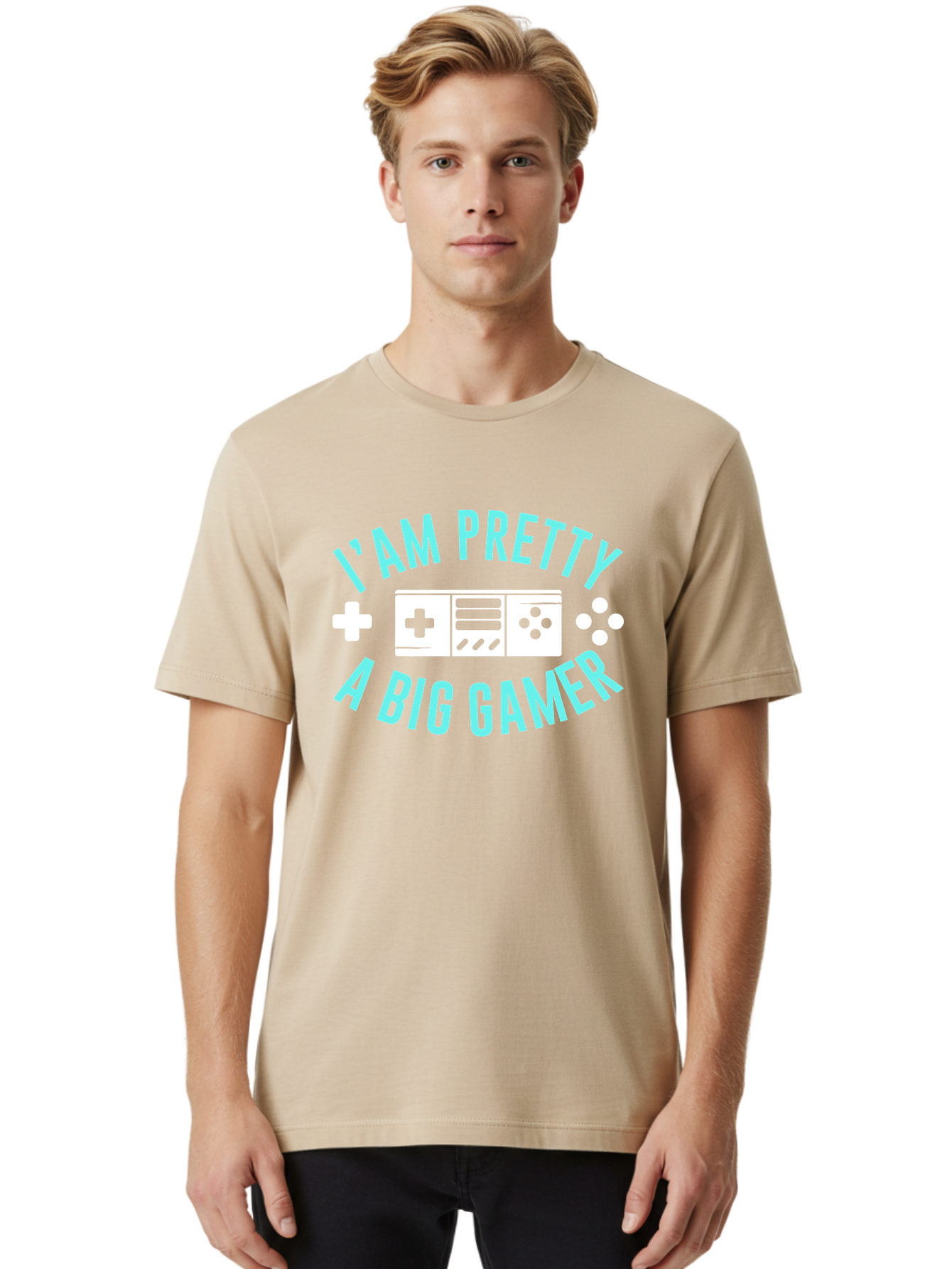 I-Am-Pretty-A-Big-Gamer Men'S Graphic Tee, 100% Cotton, Comfortable Casual Summer Wear, Machine Washable, Gaming Graphic, Gamer Quote, Game Console Icon, I Am Pretty Big Gamer, Positive Affirmation, Gaming Culture, Fun Design, -  Aaa642 28